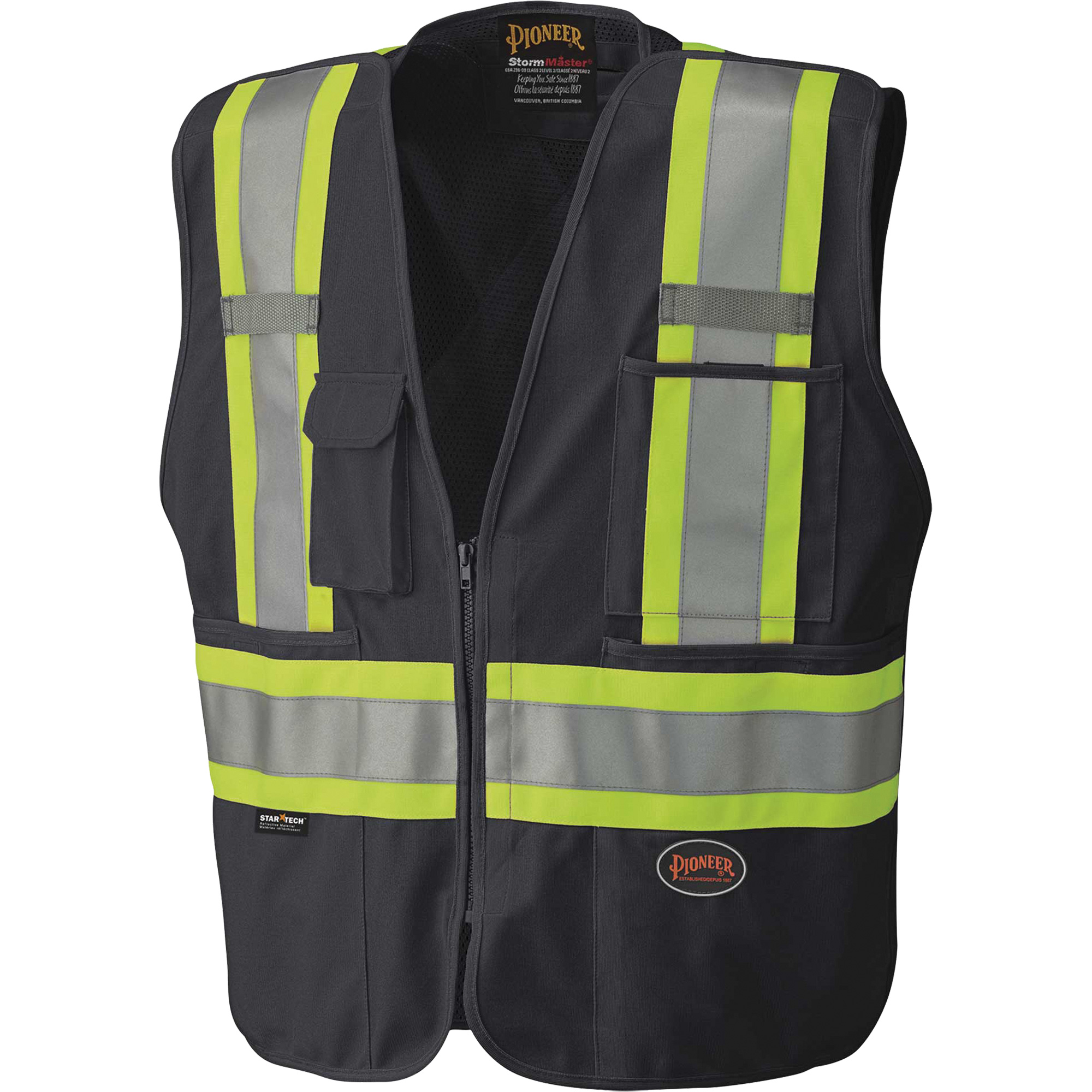 6937 Veste de sécurité détachable à dos en maille, Noir, T-Grand, Polyester