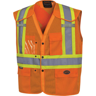 6938A Veste de sécurité détachable à manche montée bas, Orange haute visibilité, Moyen/Petit, Polyester