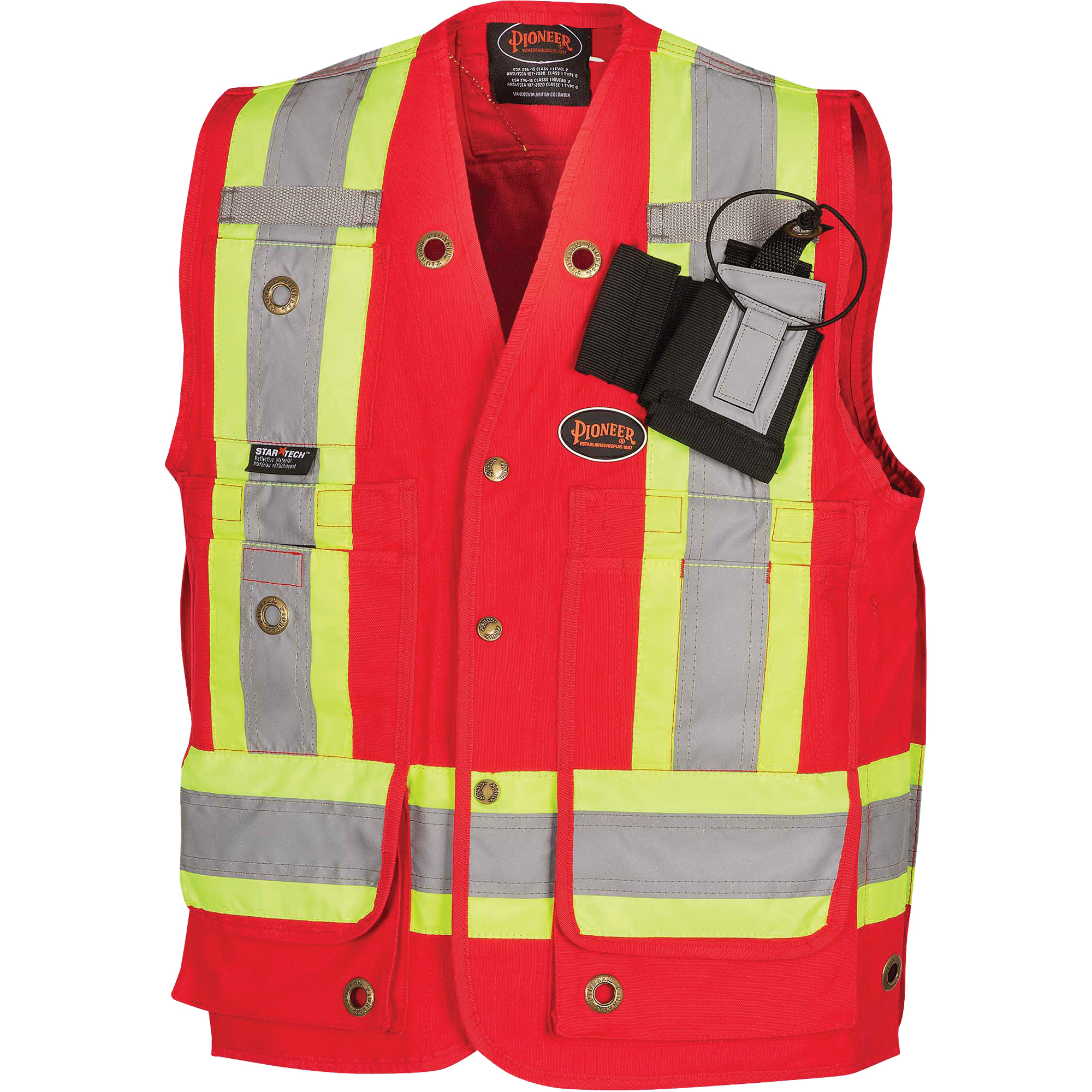 694 Veste d'arpenteur/superviseur, Rouge, Grand, Coton