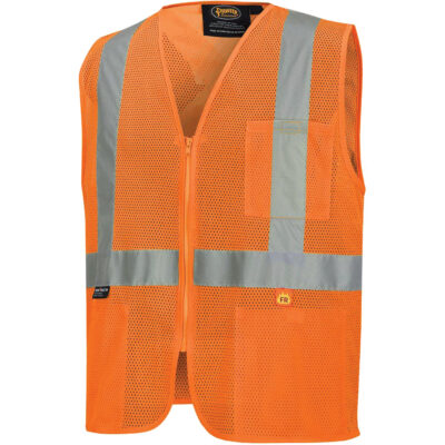 6943 Gilet de sécurité à mailles ignifuge, Orange haute visibilité, 5T-Grand, Polyester