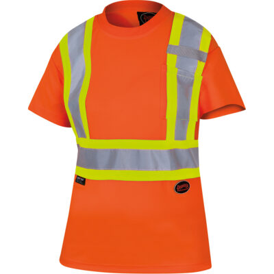 6948 T-shirt de sécurité en il-de-perdrix pour femme, Polyester, 4T-Grand, Orange haute visibilité