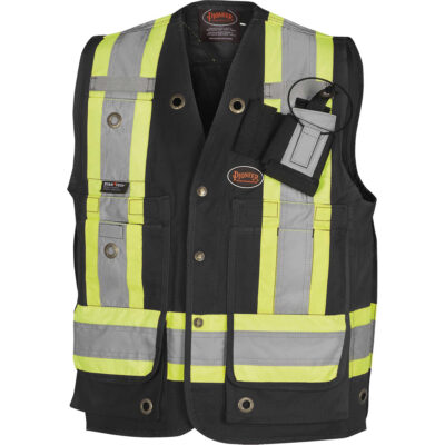 694BK Veste d'arpenteur/superviseur, Noir, 5T-Grand, Coton