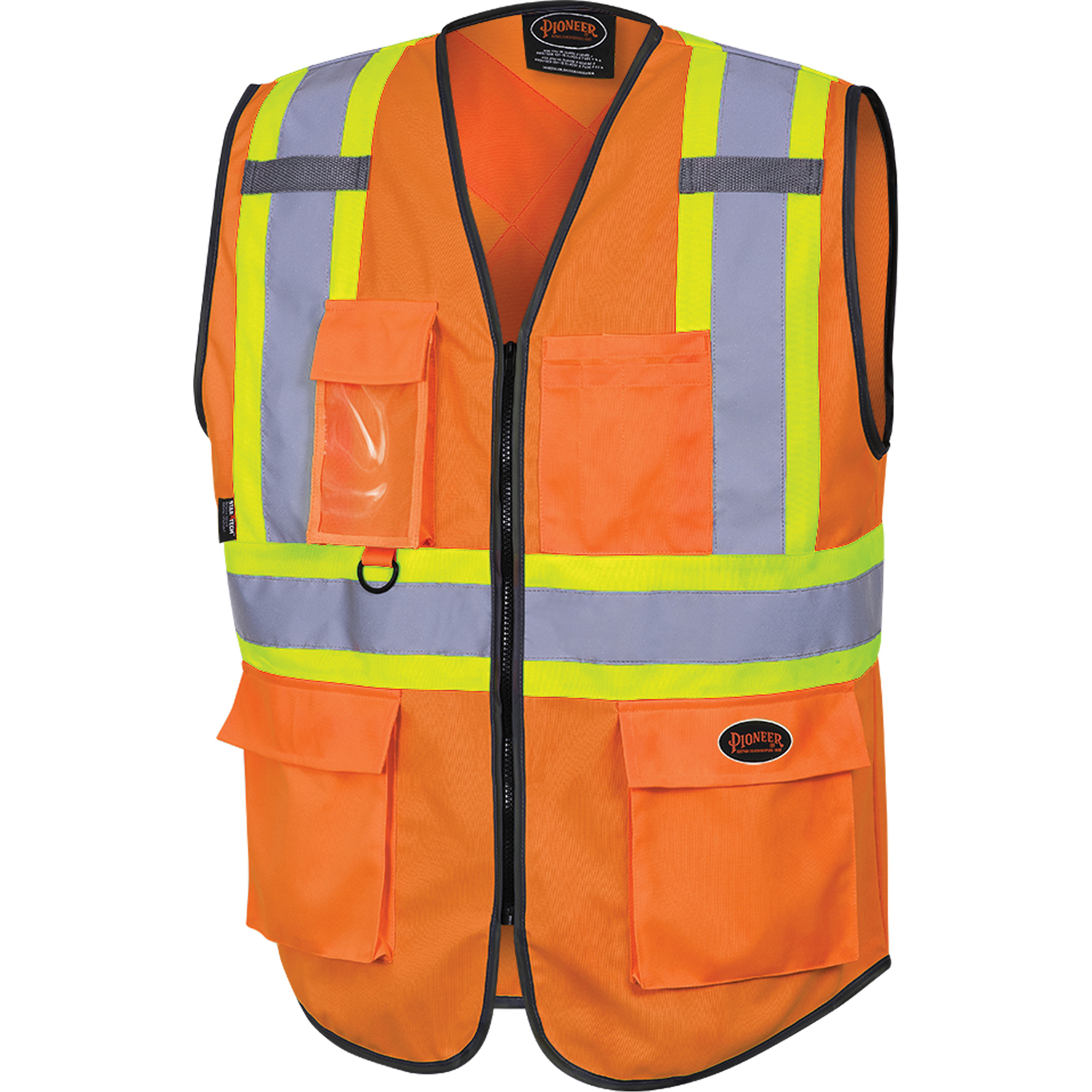 6958 Gilet de sécurité à fermeture éclair avant, Orange haute visibilité, Petit, Polyester