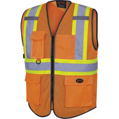 6960 Veste de sécurité à maille en avant, Orange haute visibilité, Grand, Polyester