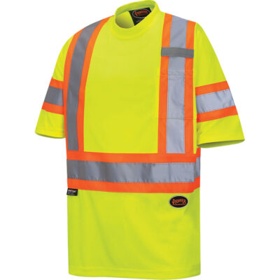 6971 T-shirt de sécurité en il-de-perdrix, Polyester, 5T-Grand, Jaune lime haute visibilité