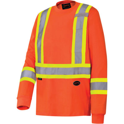 6981 Chandail de sécurité à manches longues, Coton, Moyen, Orange haute visibilité