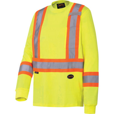 6982 Chandail de sécurité à manches longues, Coton, Grand, Jaune lime haute visibilité