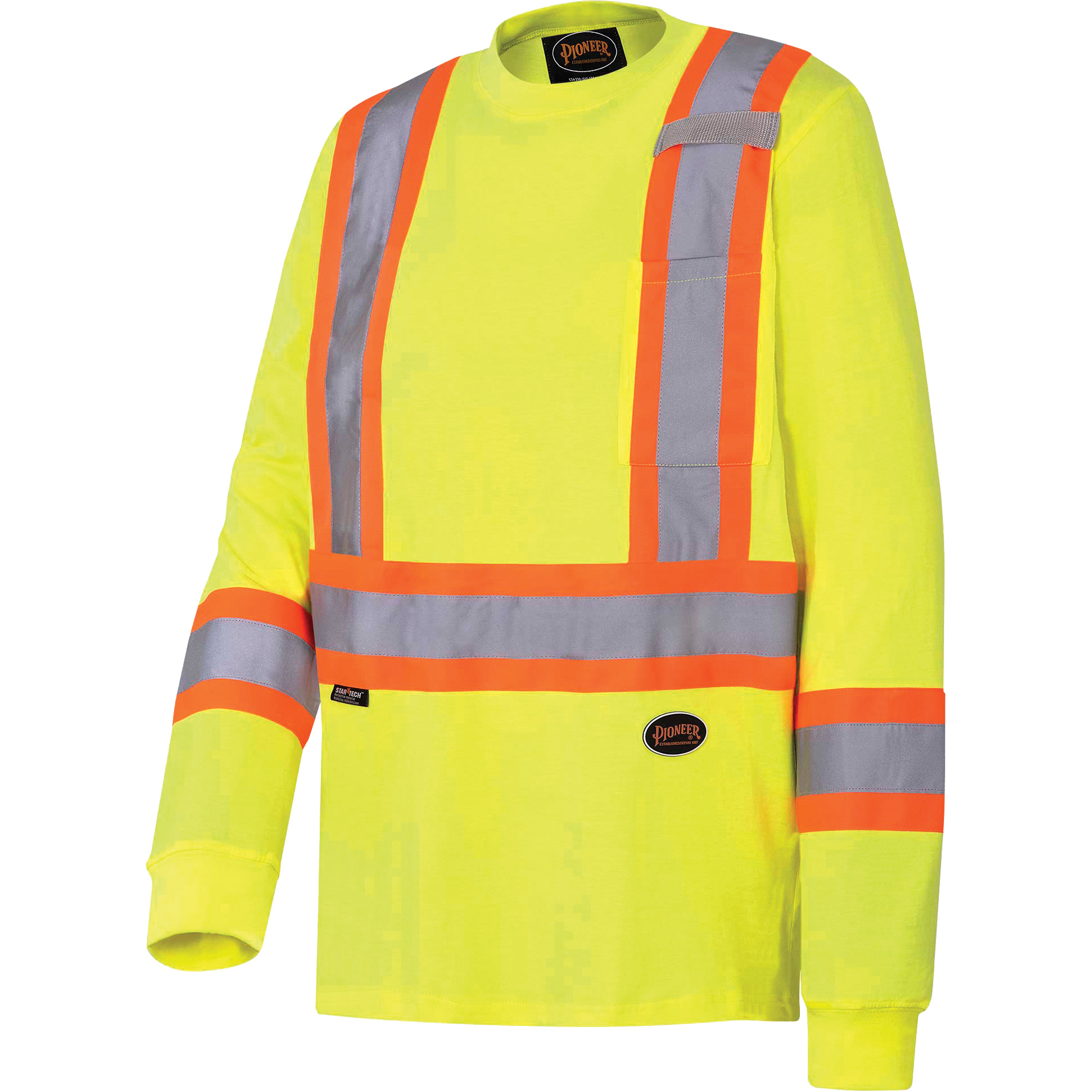 6982 Chandail de sécurité à manches longues, Coton, Grand, Jaune lime haute visibilité