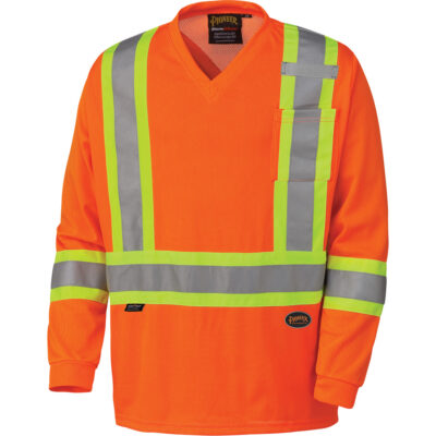 6984 Chandail de sécurité à manches longues pour circulation en micromaille, 5T-Grand, Orange haute visibilité