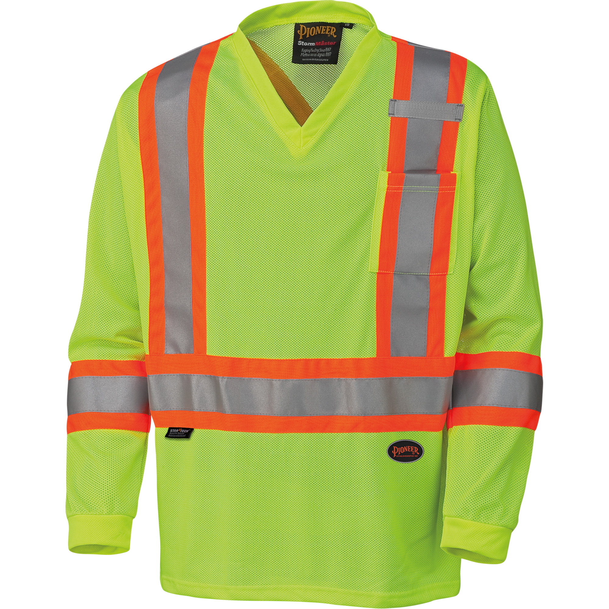 6985 Chandail de sécurité à manches longues pour circulation en micromaille, 2T-Grand, Jaune lime haute visibilité