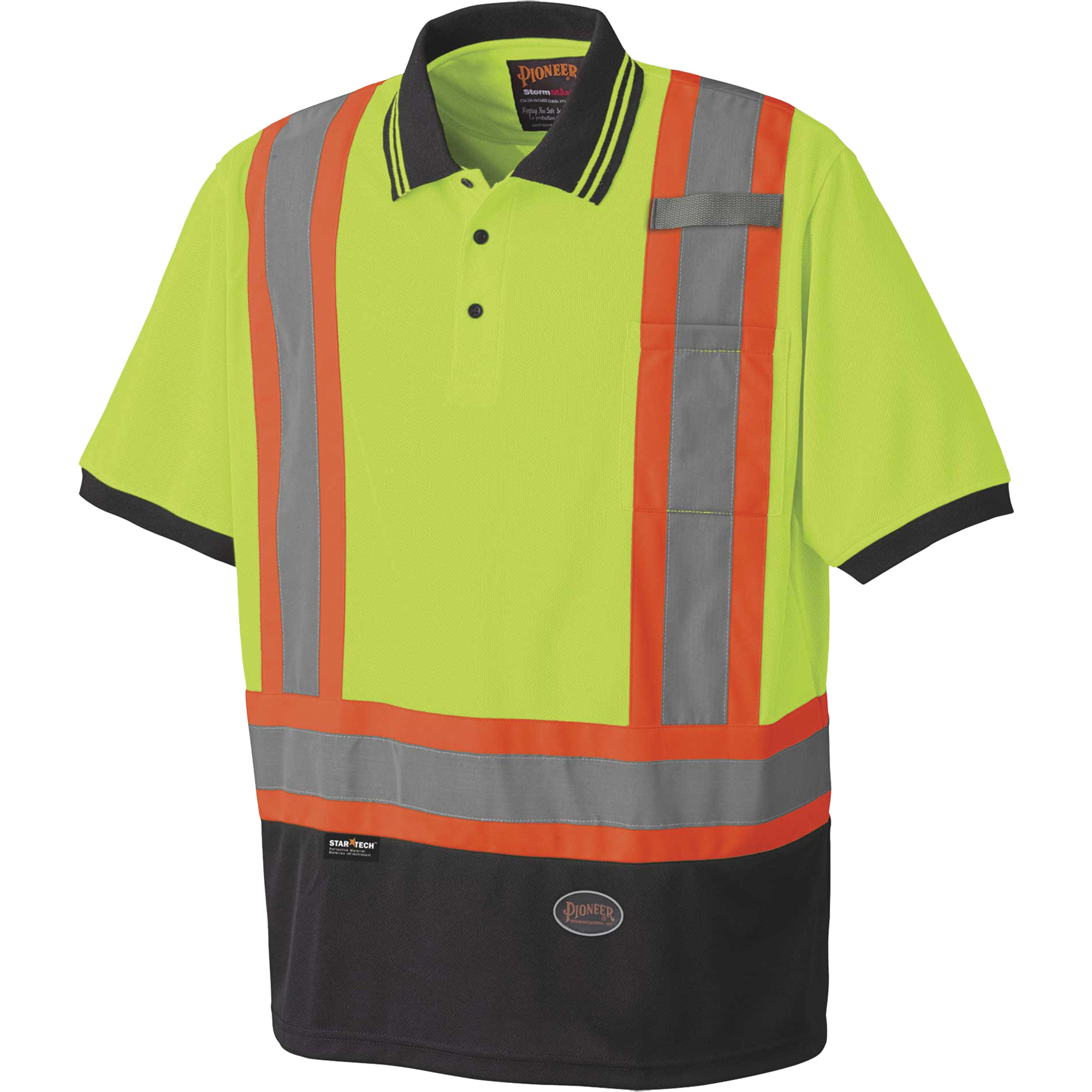 6987 Polo de sécurité en il-de-perdrix, Polyester, 5T-Grand, Jaune lime haute visibilité