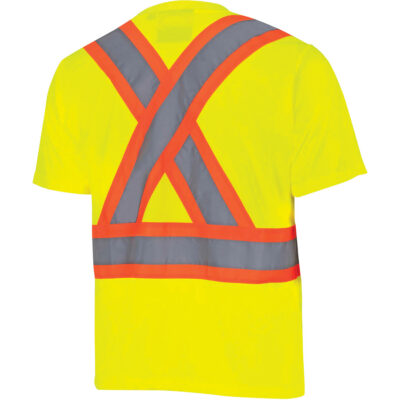 6991 Chandail de sécurité en il-de-perdrix, Polyester, Moyen, Jaune lime haute visibilité
