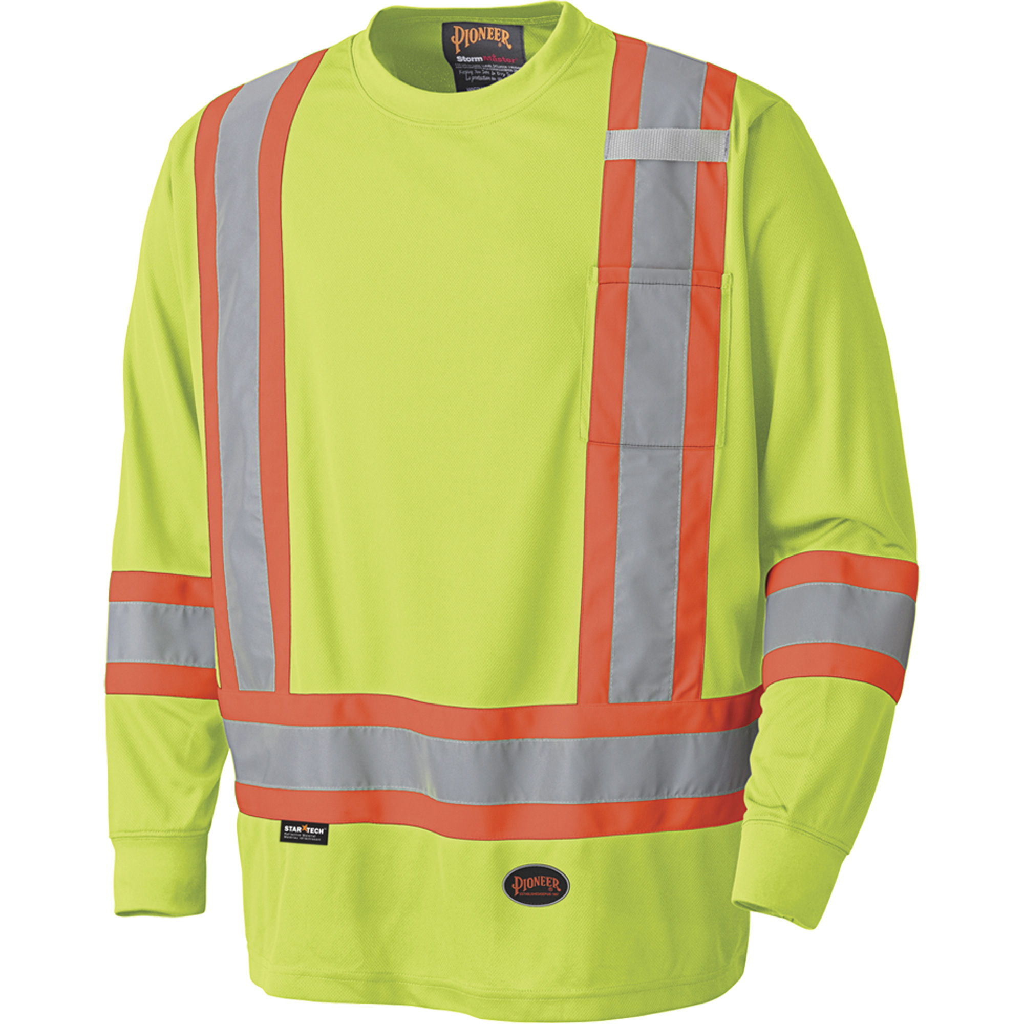 6996 Chandail haute visibilité à manches longues, Polyester, Grand, Jaune lime haute visibilité