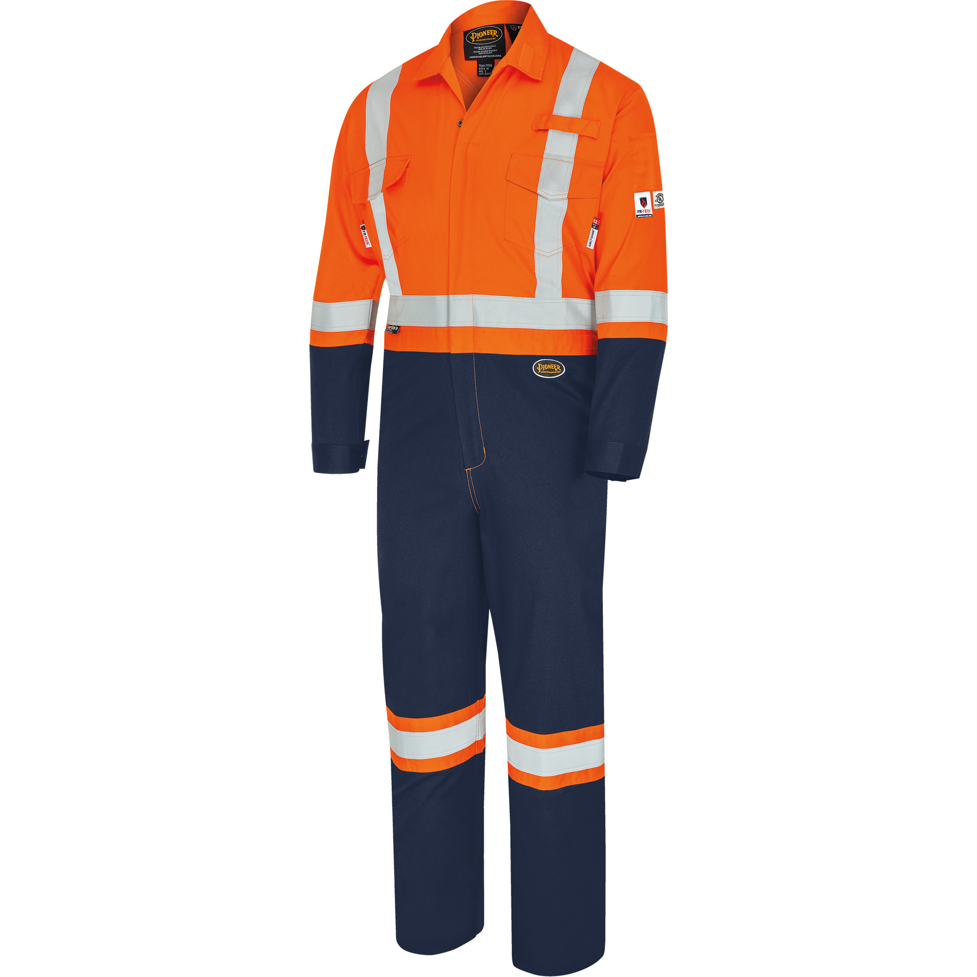 7702BBT Combine de sécurité deux tons FR-TechMD, Taille 52 (grand taille), Bleu marin/Orange, 10 cal/cm²