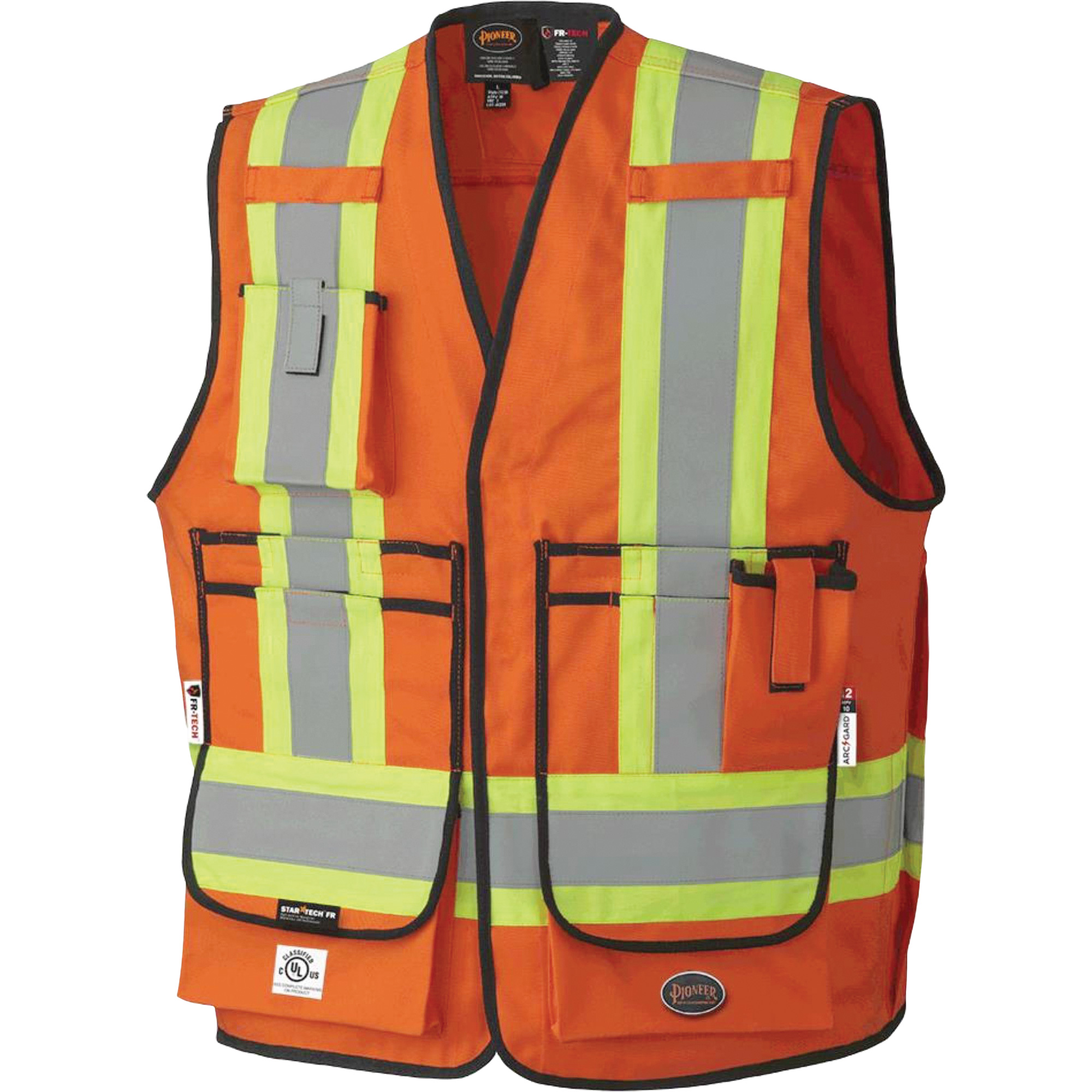 7732 Veste d'arpenteur ignifuge et résistant aux arcs électriques FR-TechMD, T-Grand, Orange haute visibilité, 9,7 cal/cm²