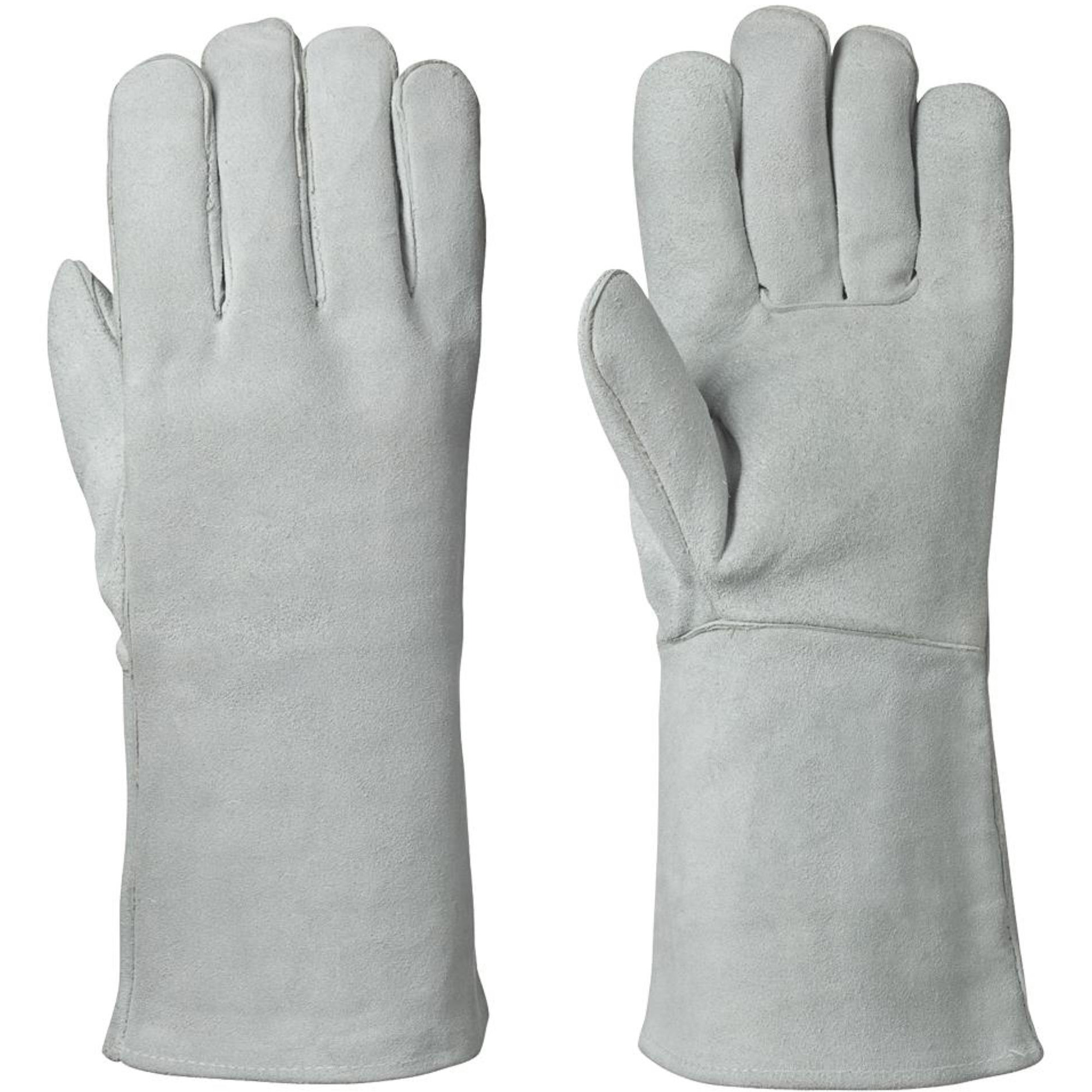 830 Gants de soudeur doublés en molleton, Cuir de vache refendu, Taille Moyen