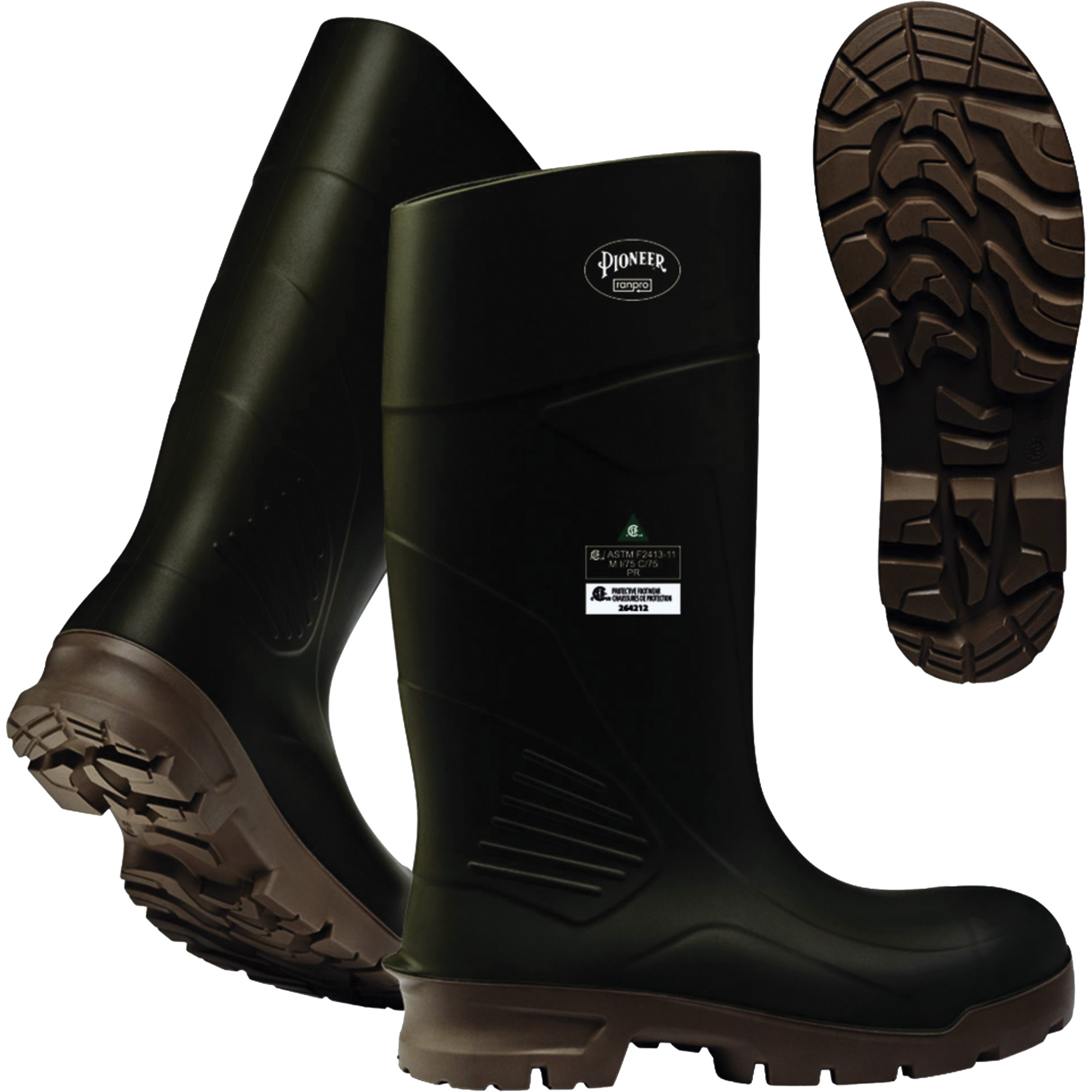B405FUL.GR Bottes à plaque d'acier Pioneer, Polyuréthane, Embout Acier, Pointure 13, Semelle Résistant aux perforations