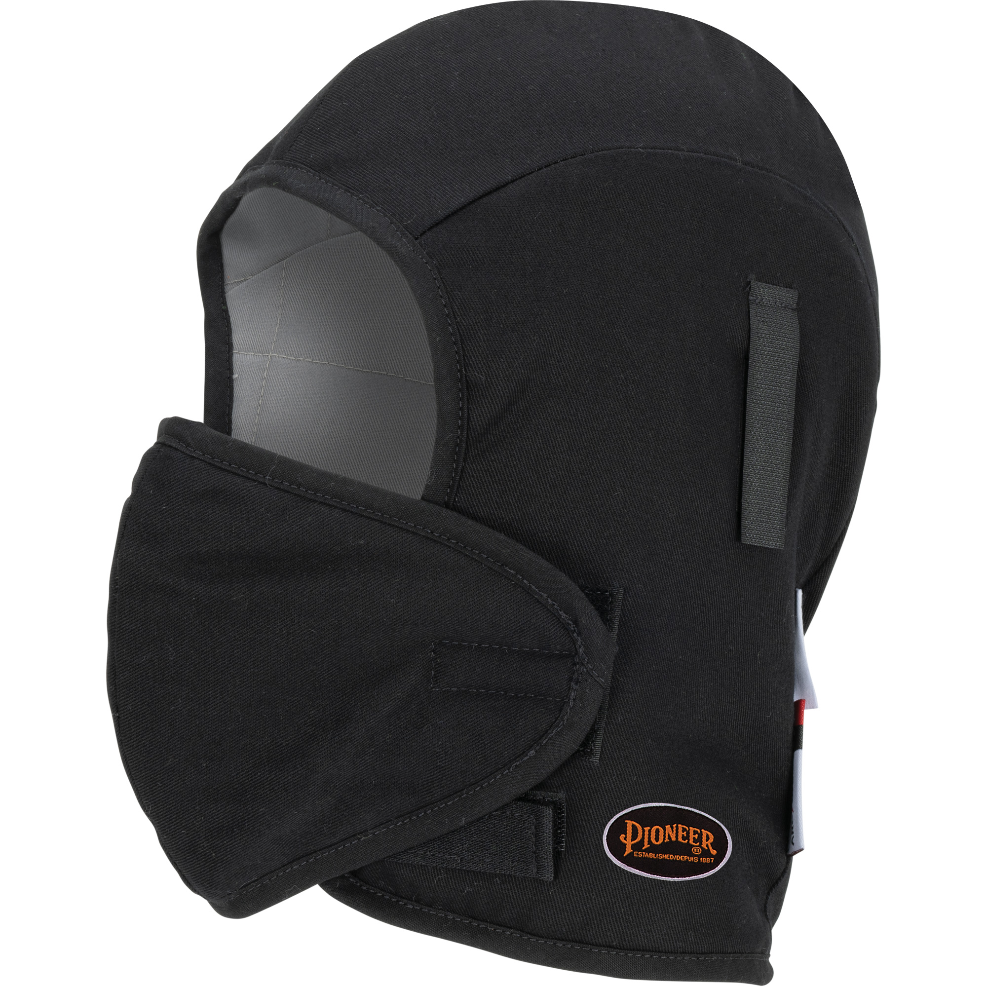Doublure matelassée ignifugée Pioneer 766A pour casque de sécurité avec embout buccal amovible, Noir/Gris, Coton/FR-TechMD/Modacrylique/Nylon