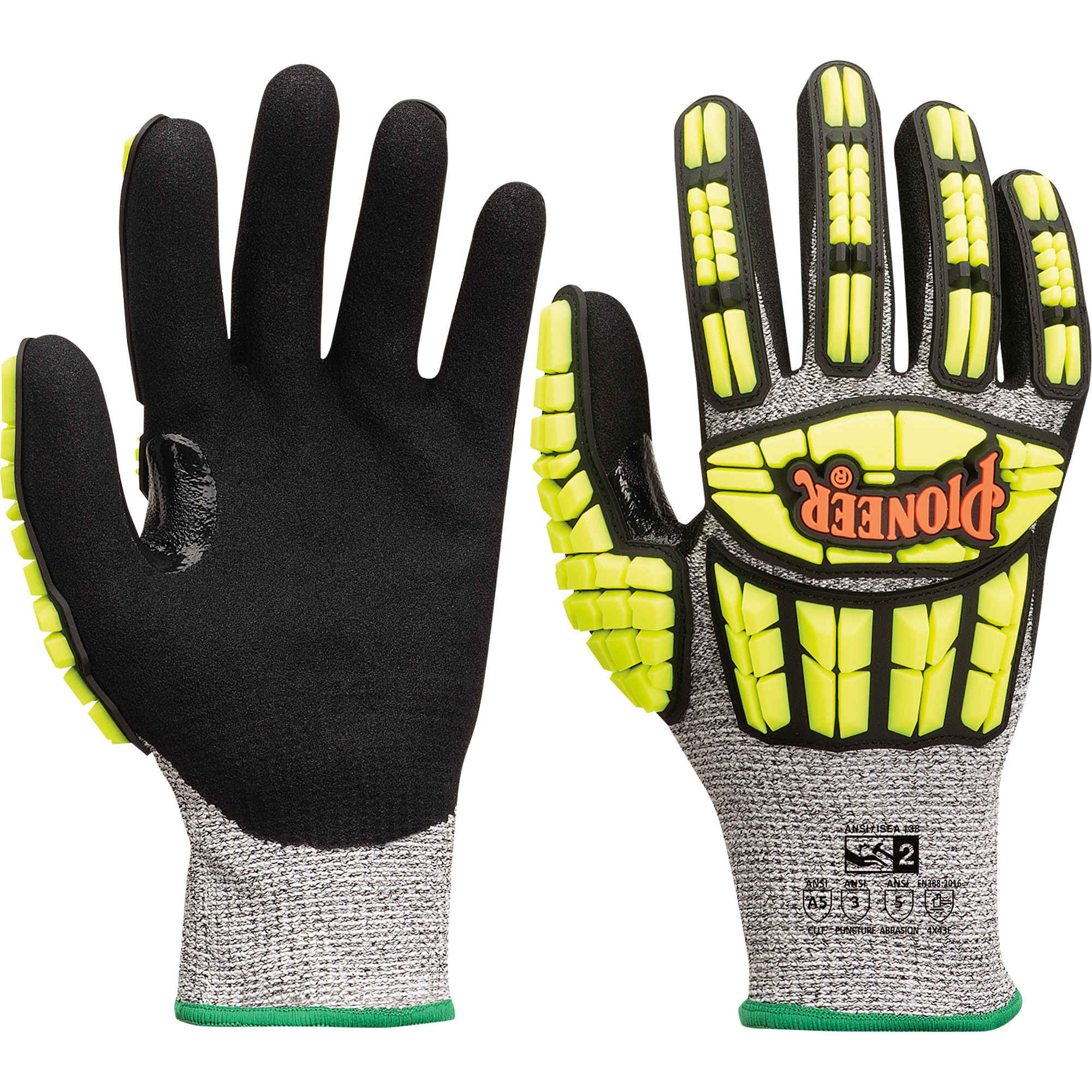Gants résistant aux coupures et chocs, Moyen, Paume en Synthétique, Poignet Poignet en tricot