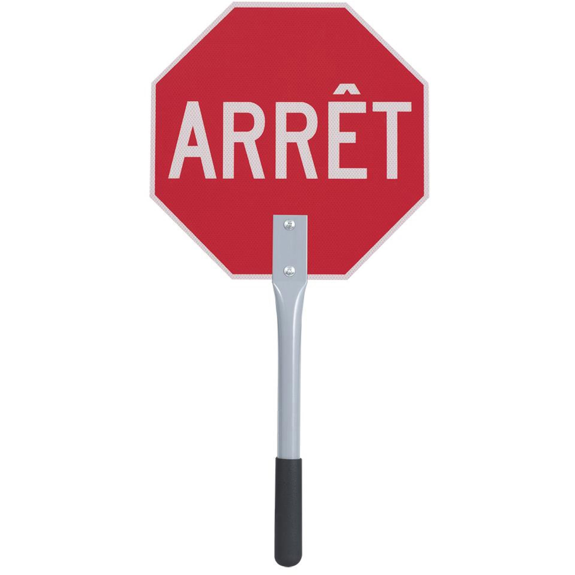 Panneau d’arrêt/ralentissement de circulation – français, 12" x 12", Coroplastique, Français
