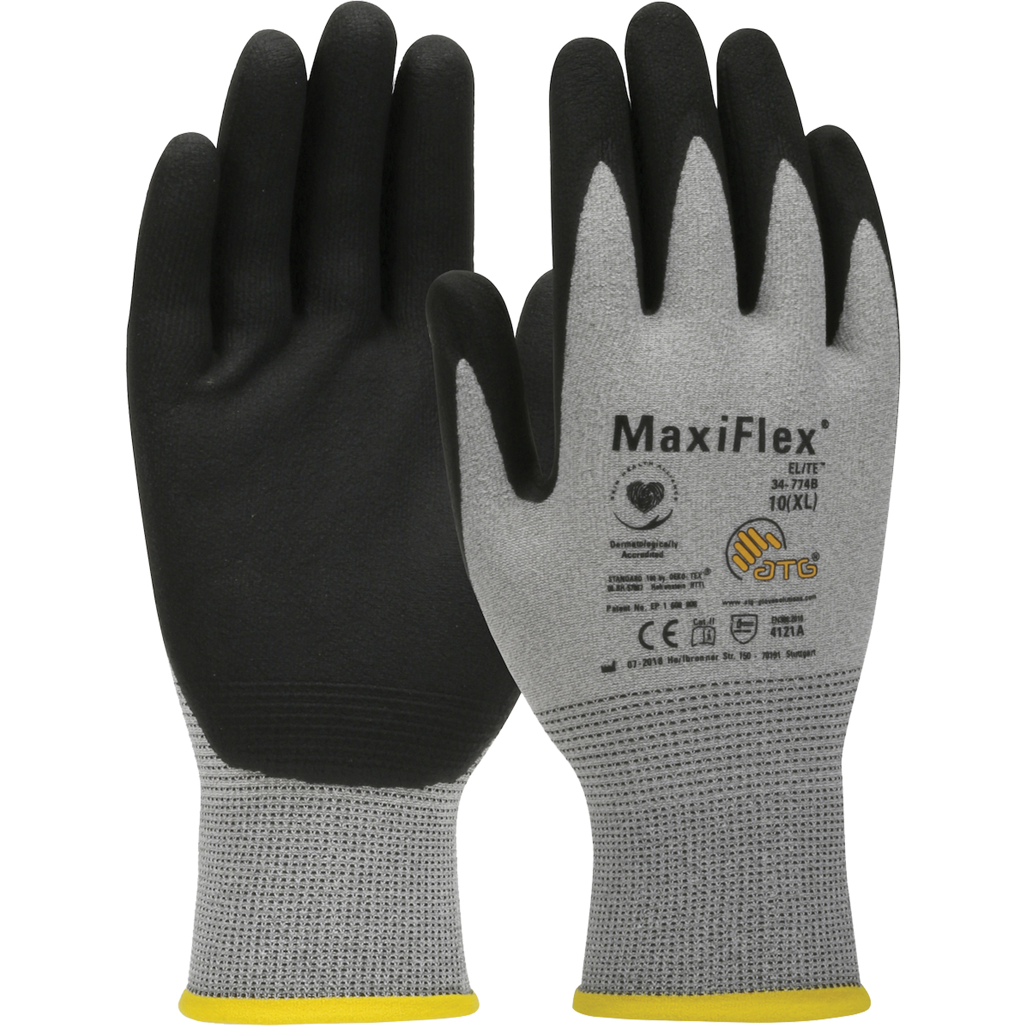 Gants compatibles avec les écrans tactiles ultralégers ATG MaxiFlexMD EliteMC, Grand, Rêvetement Nitrile, Calibre 18, Enveloppe en Nylon