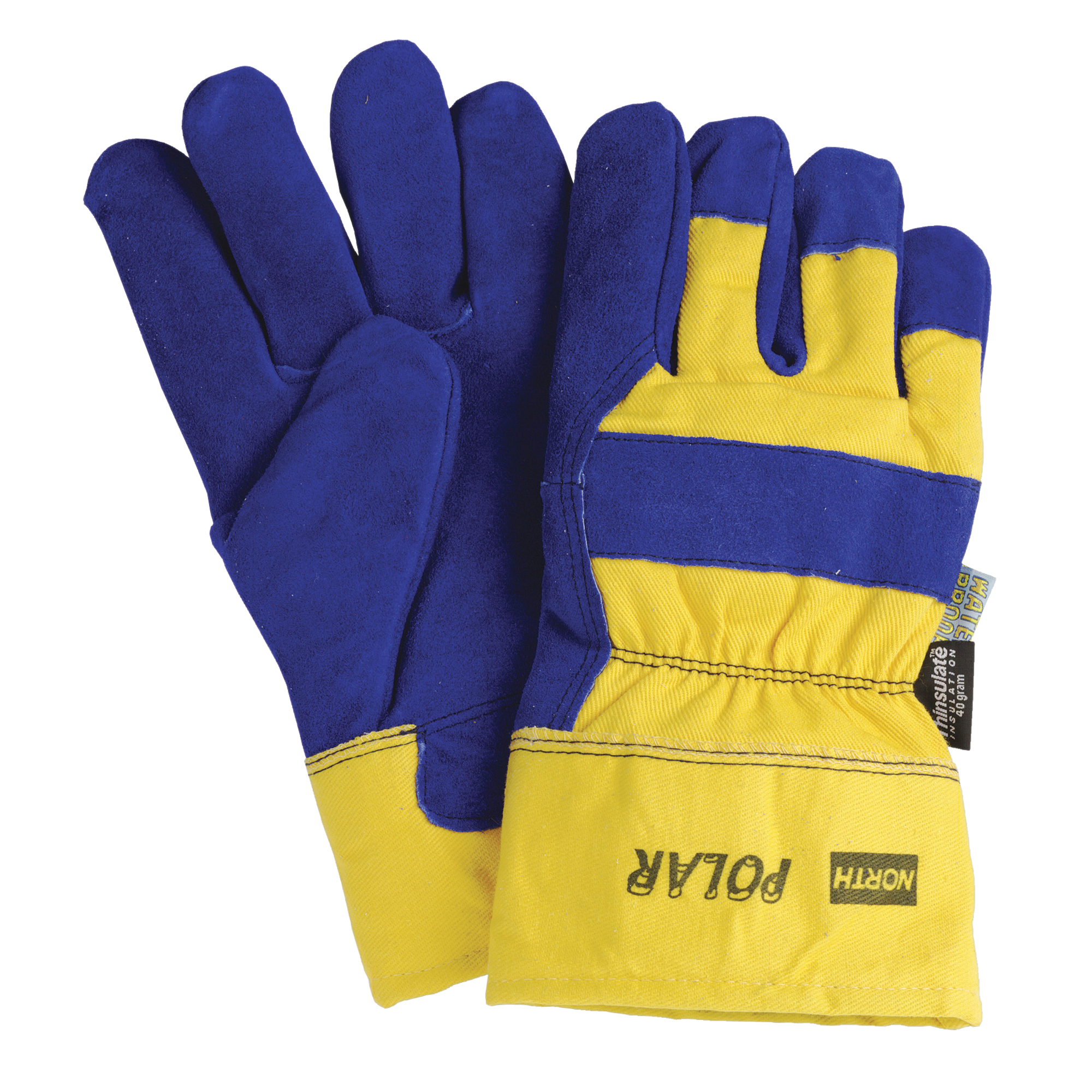 Gants isolés, Taille unique, Paume en Cuir refendu, Doublure en ThinsulateMC