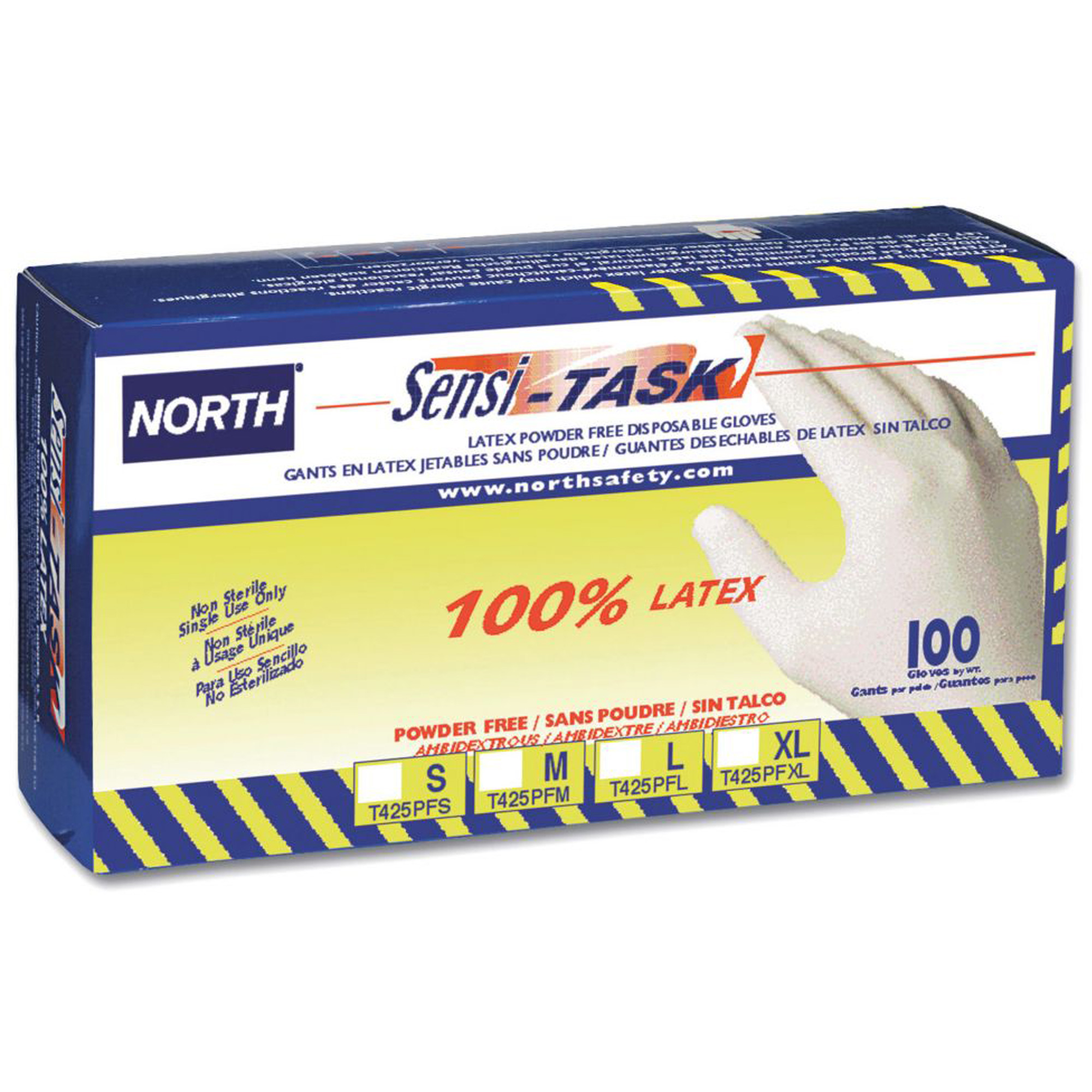 Gants jetables Sensi-TaskMC, Grand, Latex, 5 mils, Sans poudre, Blanc