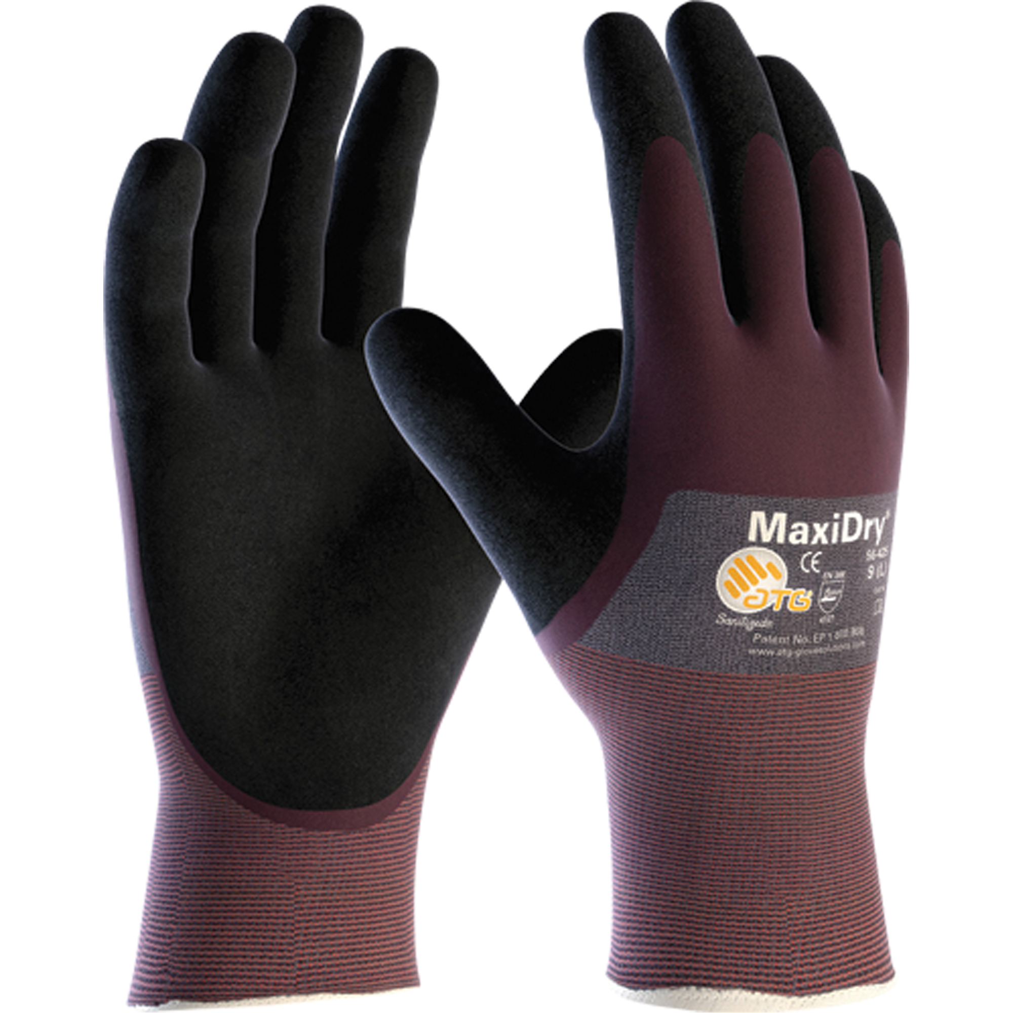 Gants MaxiDryMD, Grand, Rêvetement Mousse de nitrile, Calibre 18, Enveloppe en Nylon