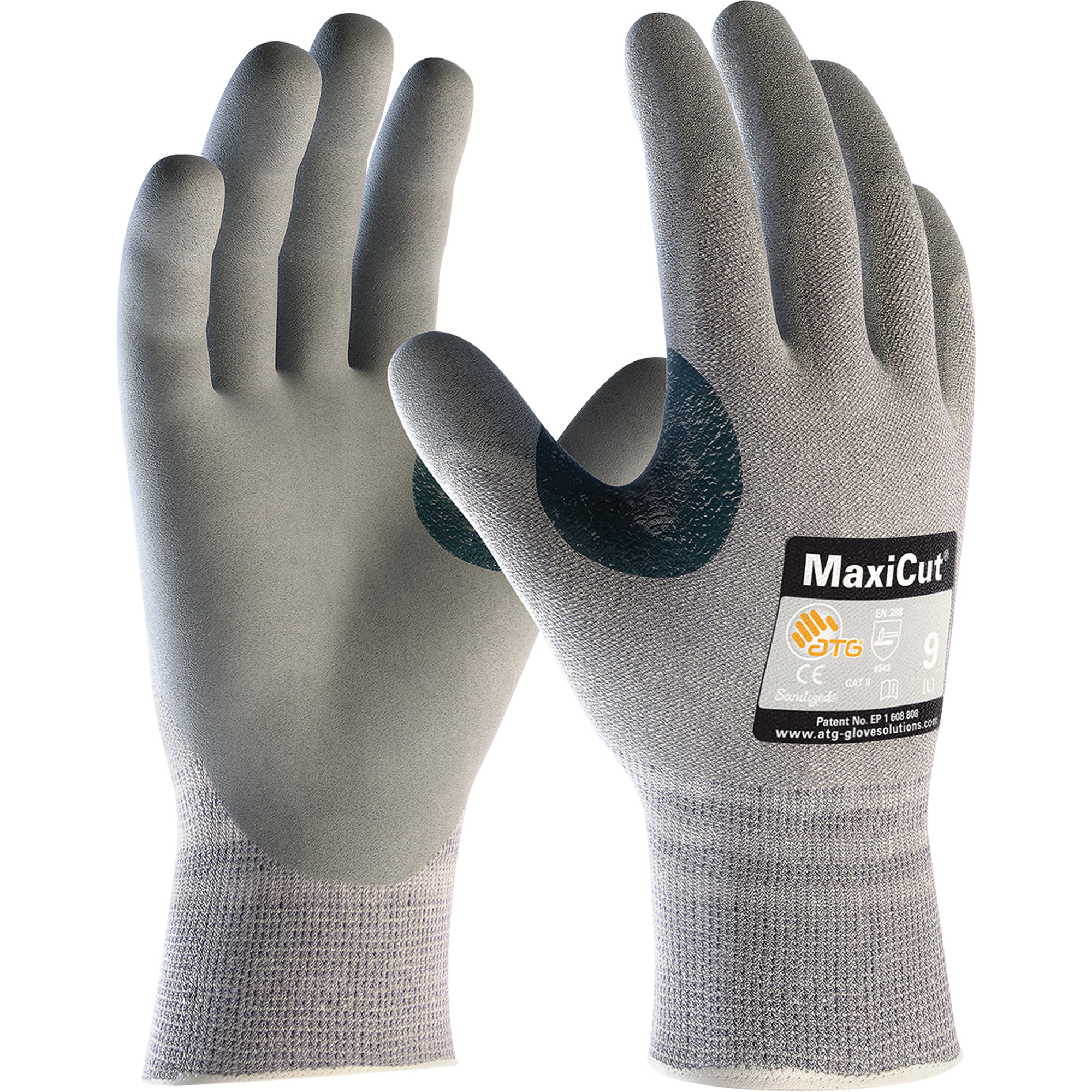 Gants résistants aux coupures en tricot sans coutures ATG MaxiCutMD 8, Taille Grand, Calibre 13, Revêtement Mousse de nitrile, Enveloppe en DyneemaMD/Nylon, ASTM ANSI niveau A4/EN 388 niveau 4/EN 388 niveau C