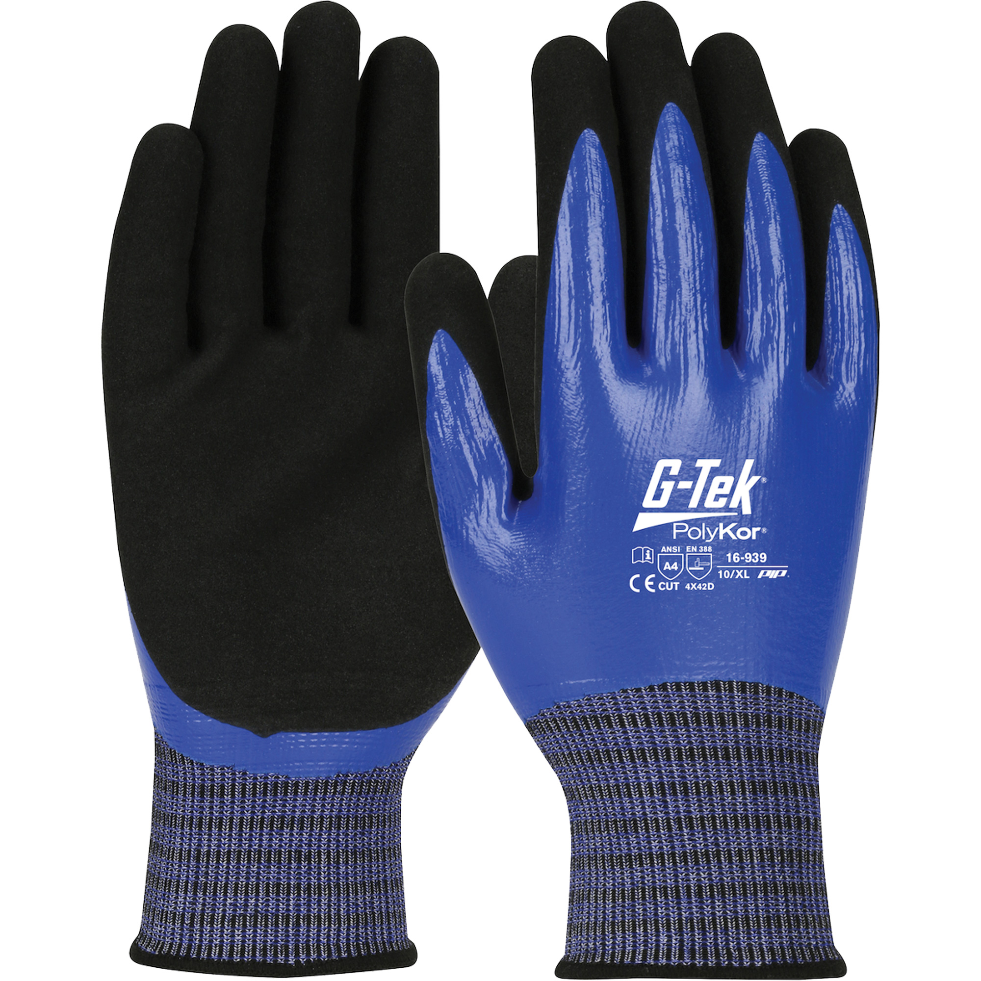 Gants résistants aux coupures G-TekMD PolyKorMD X7MC, Taille T-Grand, Calibre 18, Revêtement Nitrile, Enveloppe en Fil technique, ANSI/ISEA 105 niveau 4