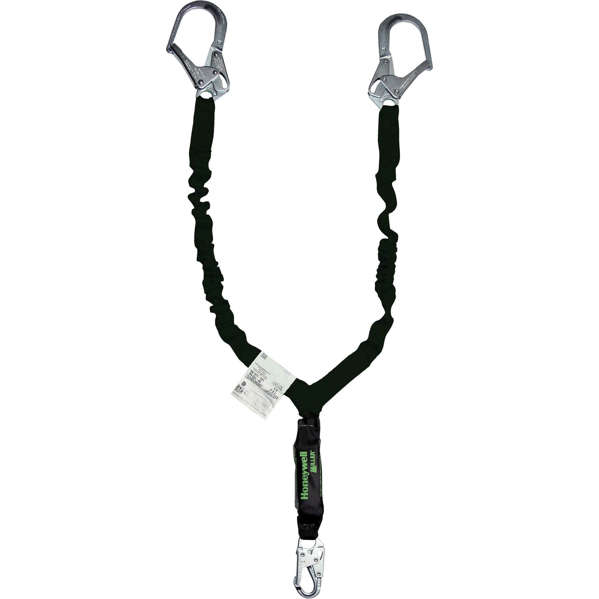 Longe avec amortisseur de choc résistante à l'arc électrique MillerMD, 6', Point d'ancrage à Mousqueton verrouillable, Mousqueton verrouillable aux jambes, KevlarMD