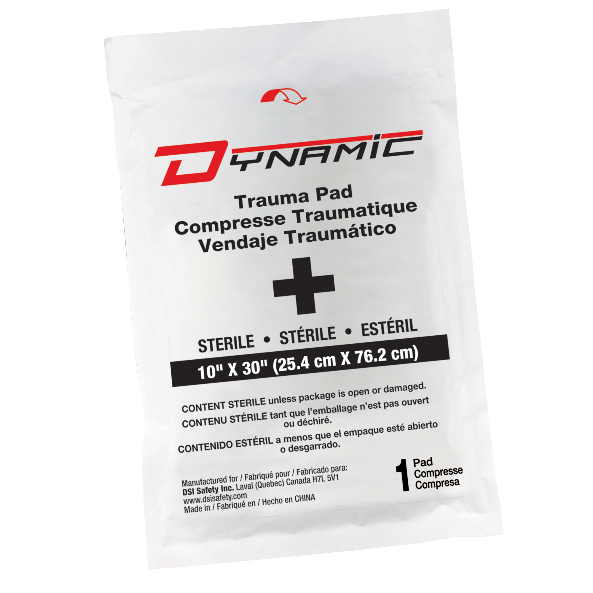 Pansement de trauma DynamicMC, Tampon, 10" lo x 30" la, Stérile, Dispositif médical Classe 1