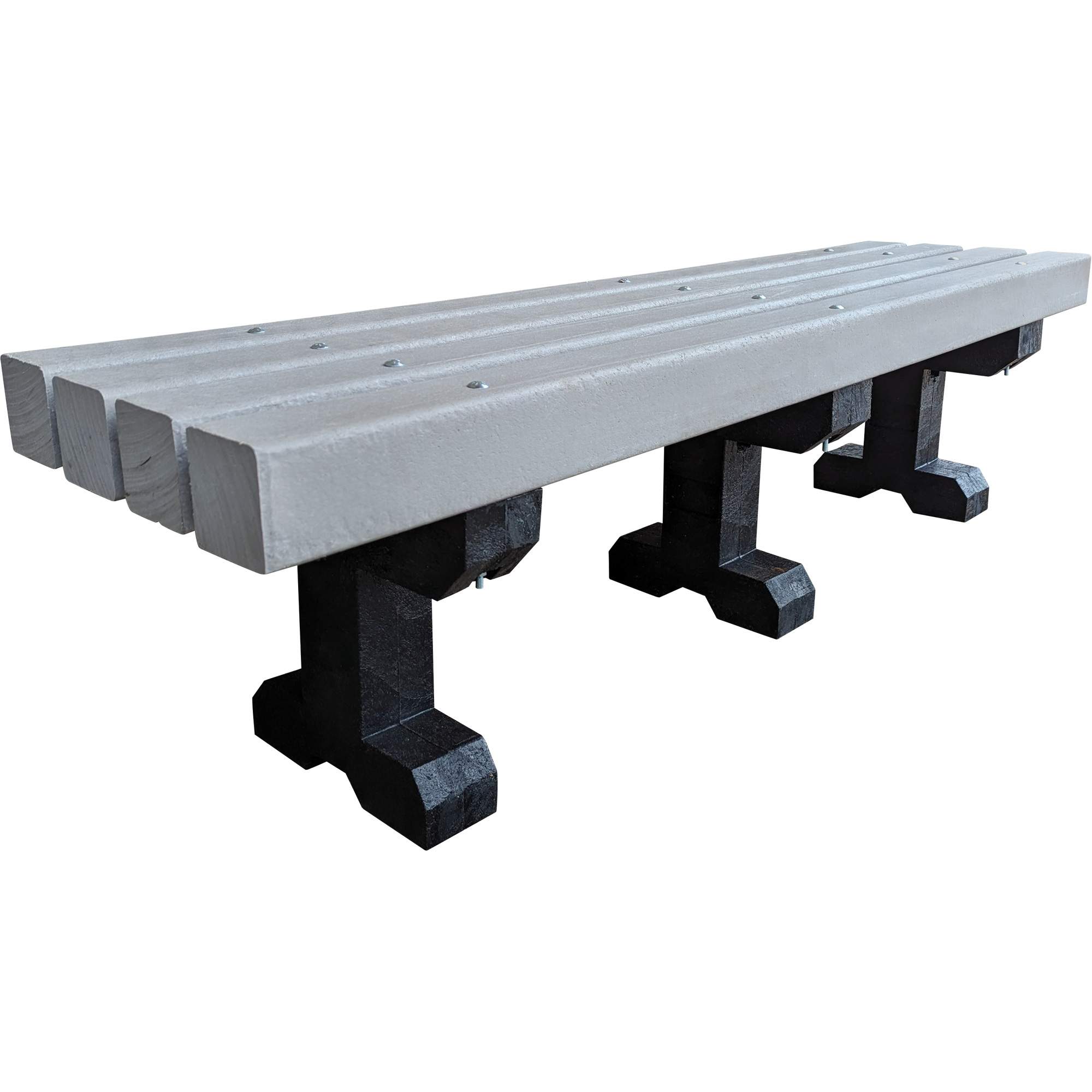 Banc de parc, Plastique recyclé, 72" lo x 17" la x 17" h, Gris