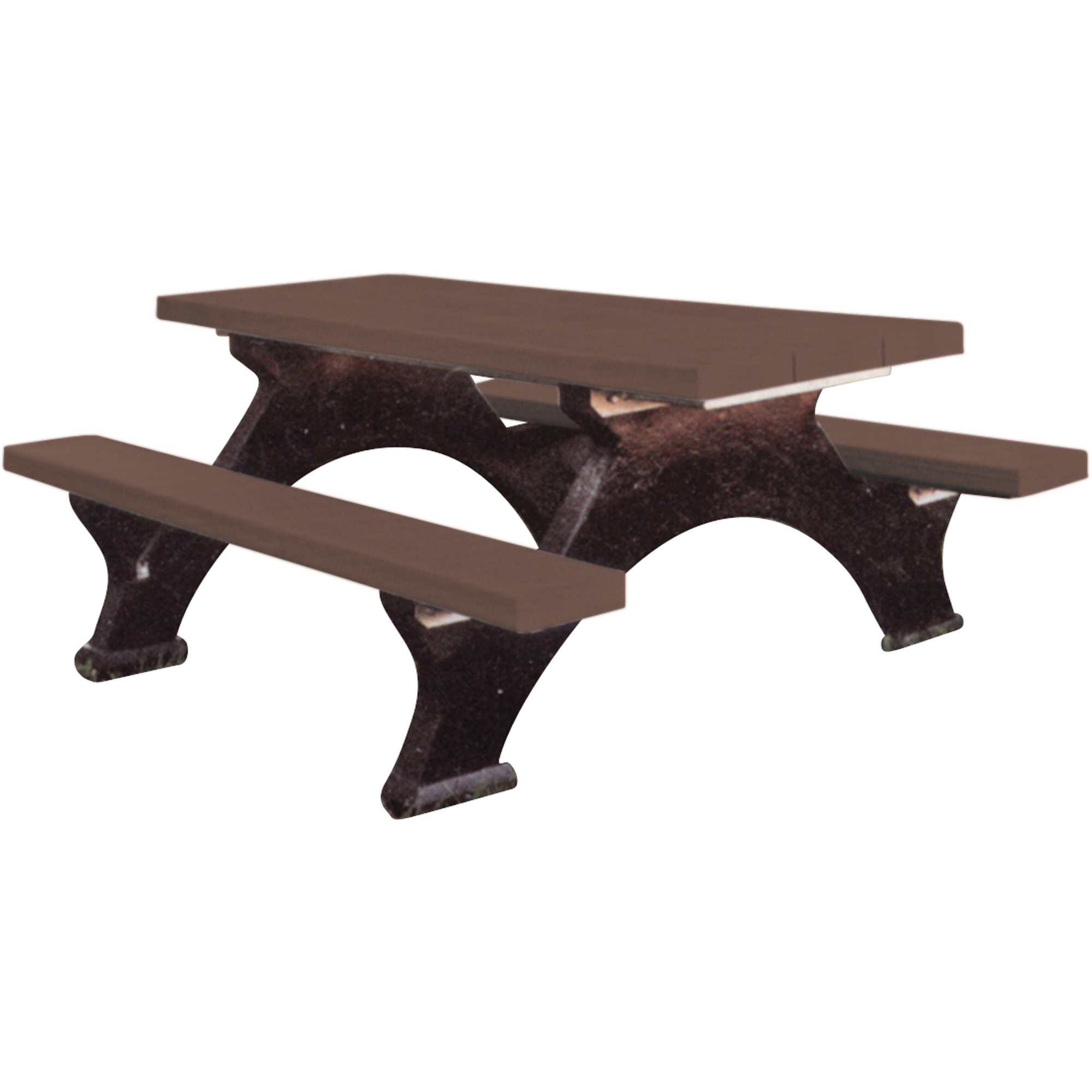 Tables de pique-nique en plastique recyclé, 6' lo x 62-1/4" la, Brun
