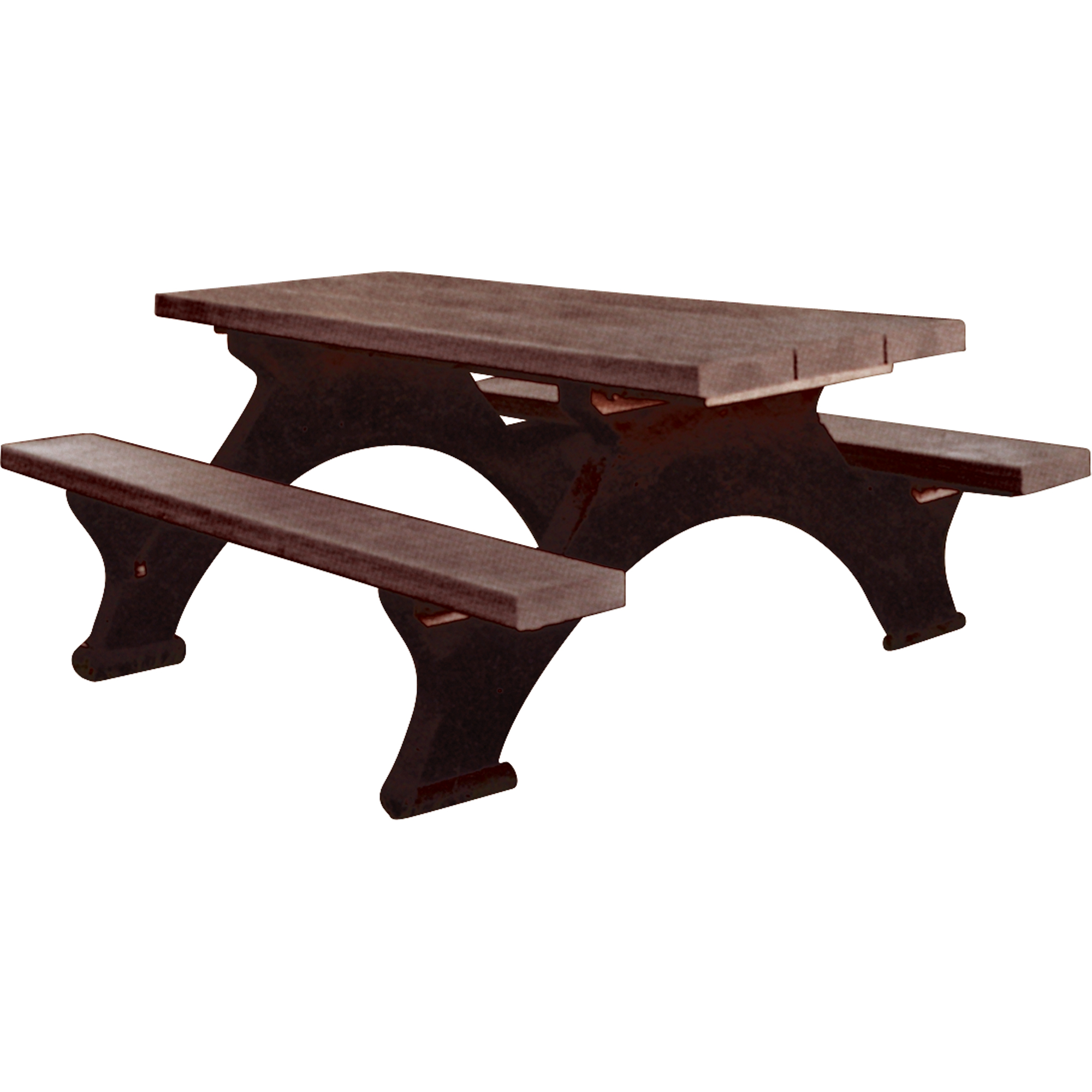 Tables de pique-nique en plastique recyclé, 8' lo x 61-1/2" la, Brun