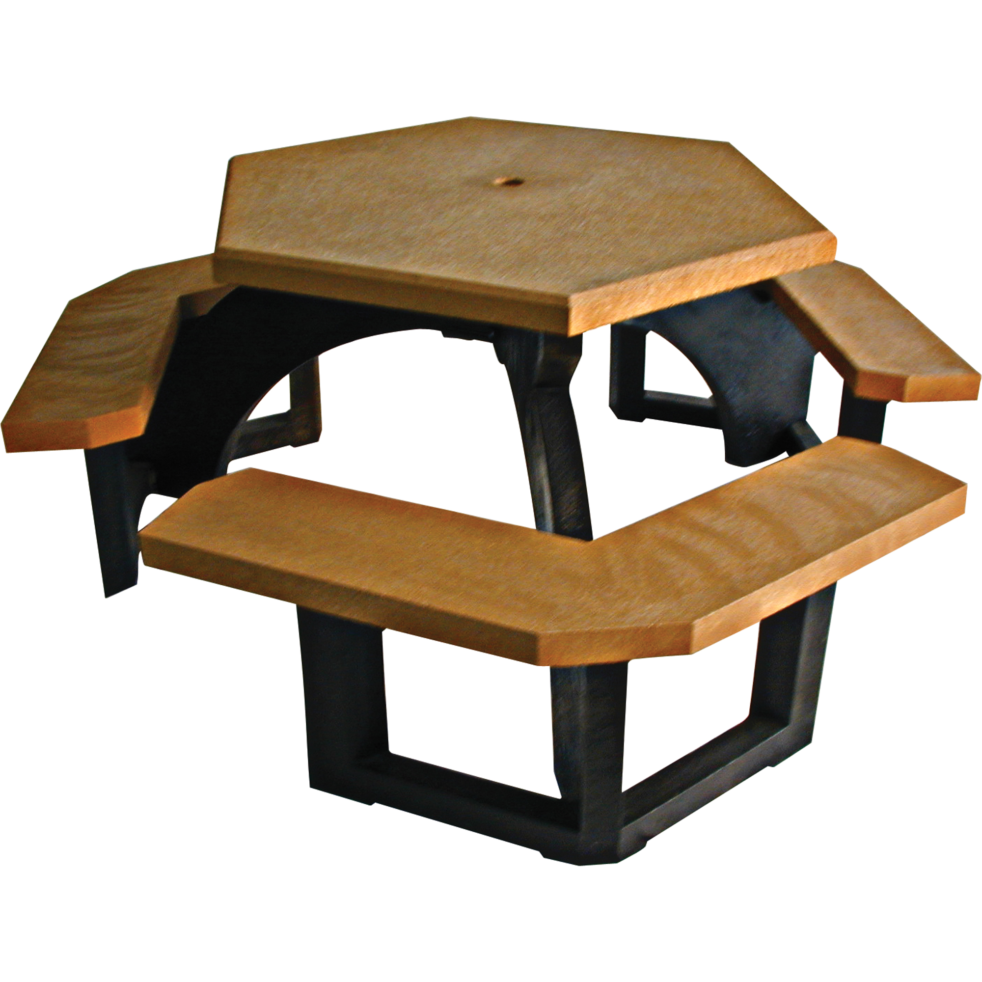 Tables de pique-nique hexagonales en plastique recyclé, 78" lo x 78" la, Cèdre