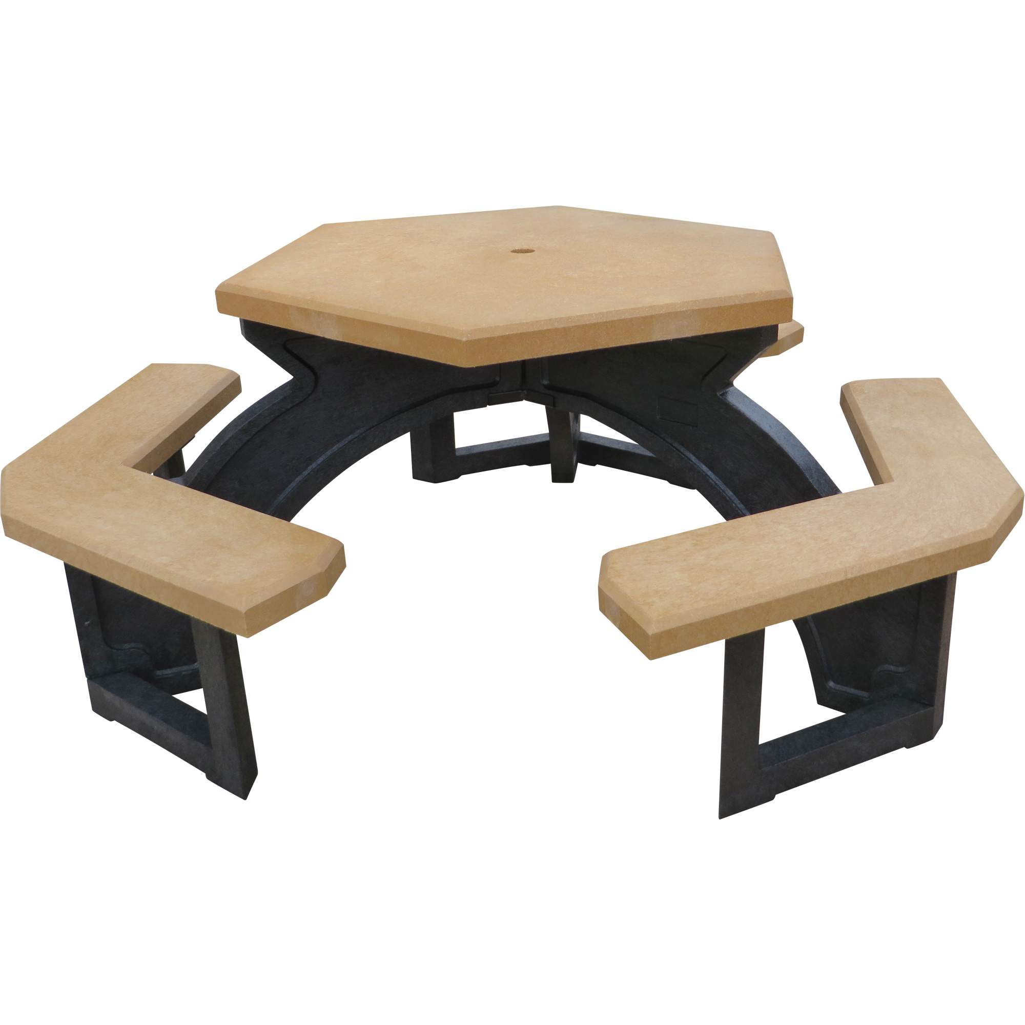 Tables de pique-nique hexagonales en plastique recyclé, 78" lo x 78" la, Cèdre