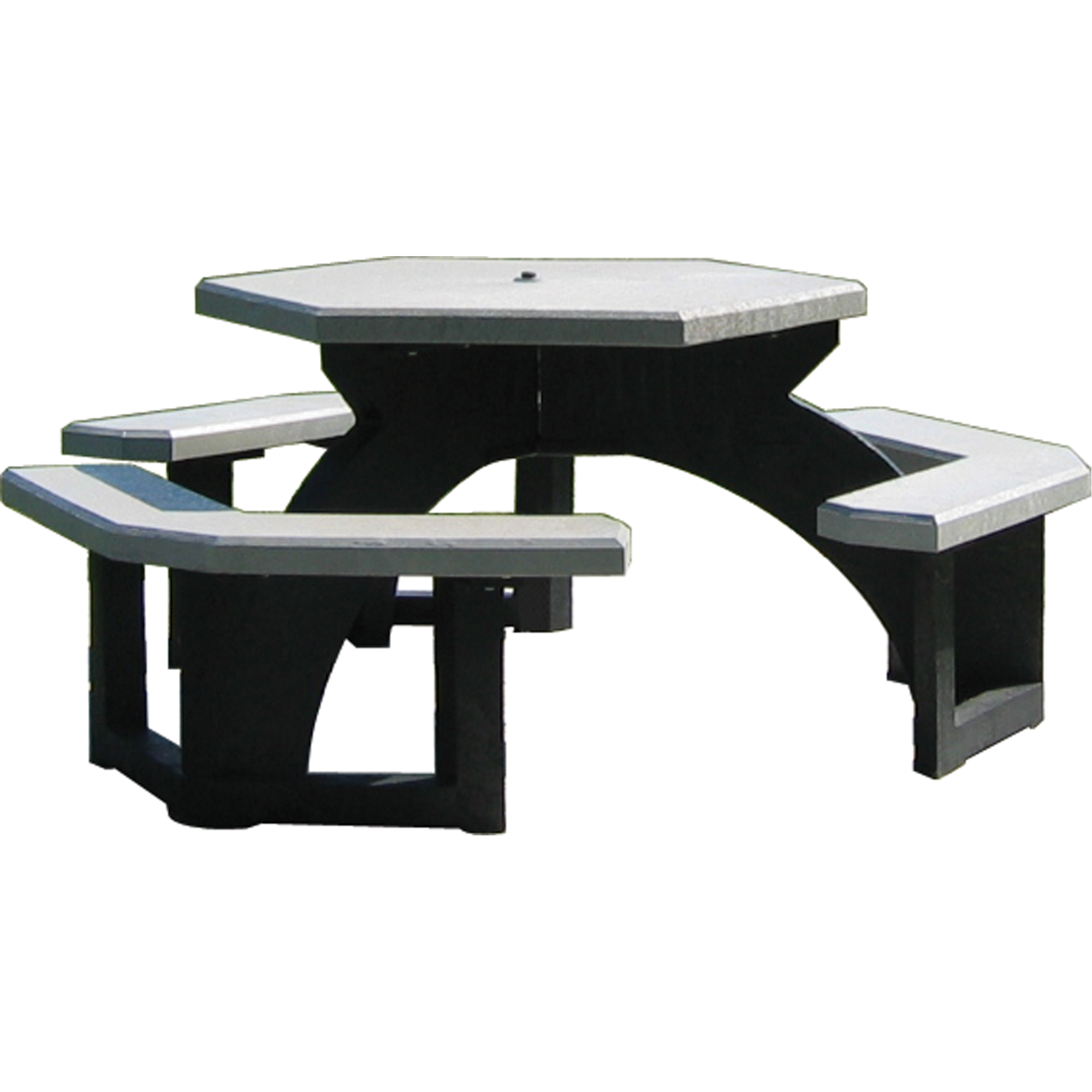 Tables de pique-nique hexagonales en plastique recyclé, 78" lo x 78" la, Gris