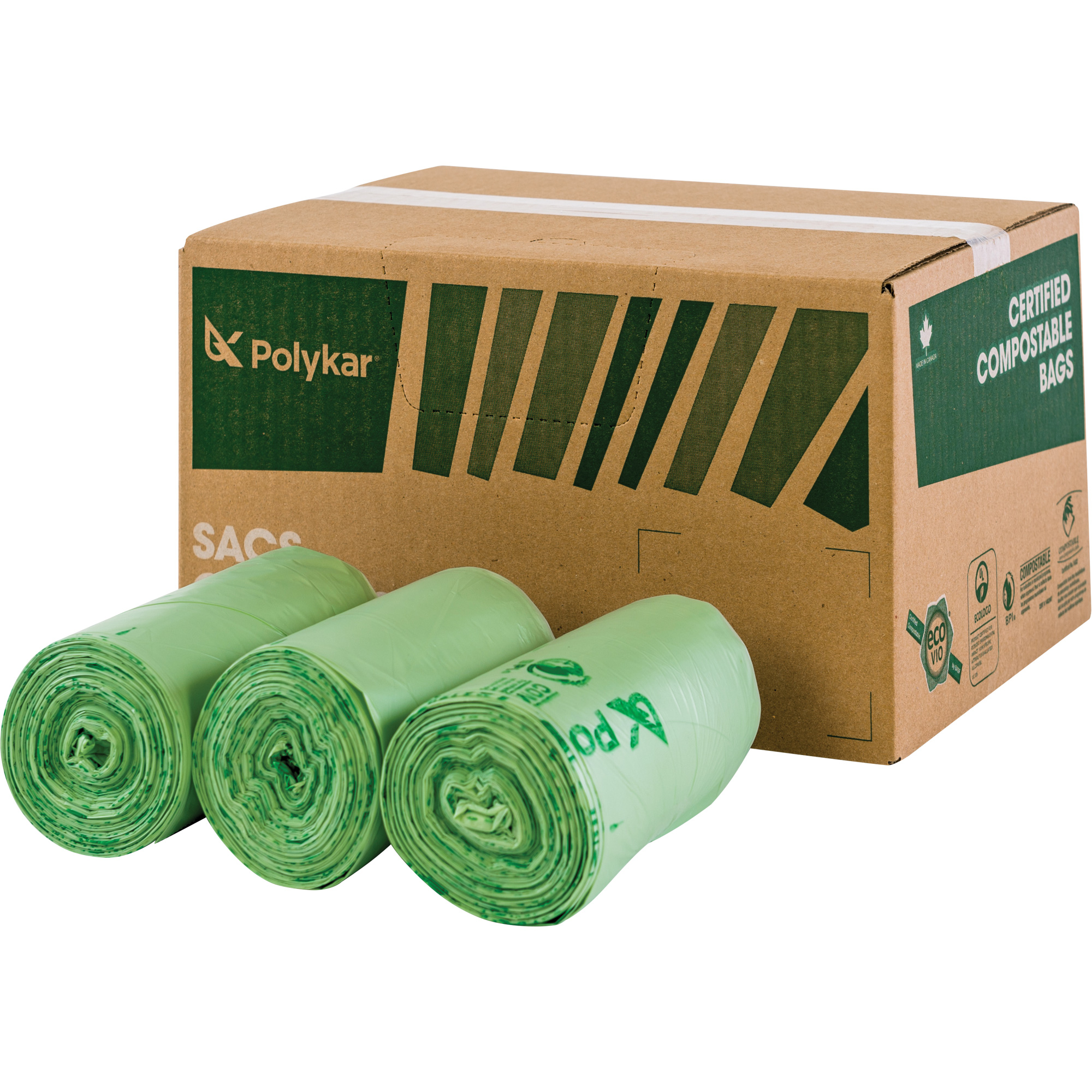 Sacs certifiés compostables, Régulier, 48" lo x 42" la, Transparent, Capacité de 242 L (55 gal.)