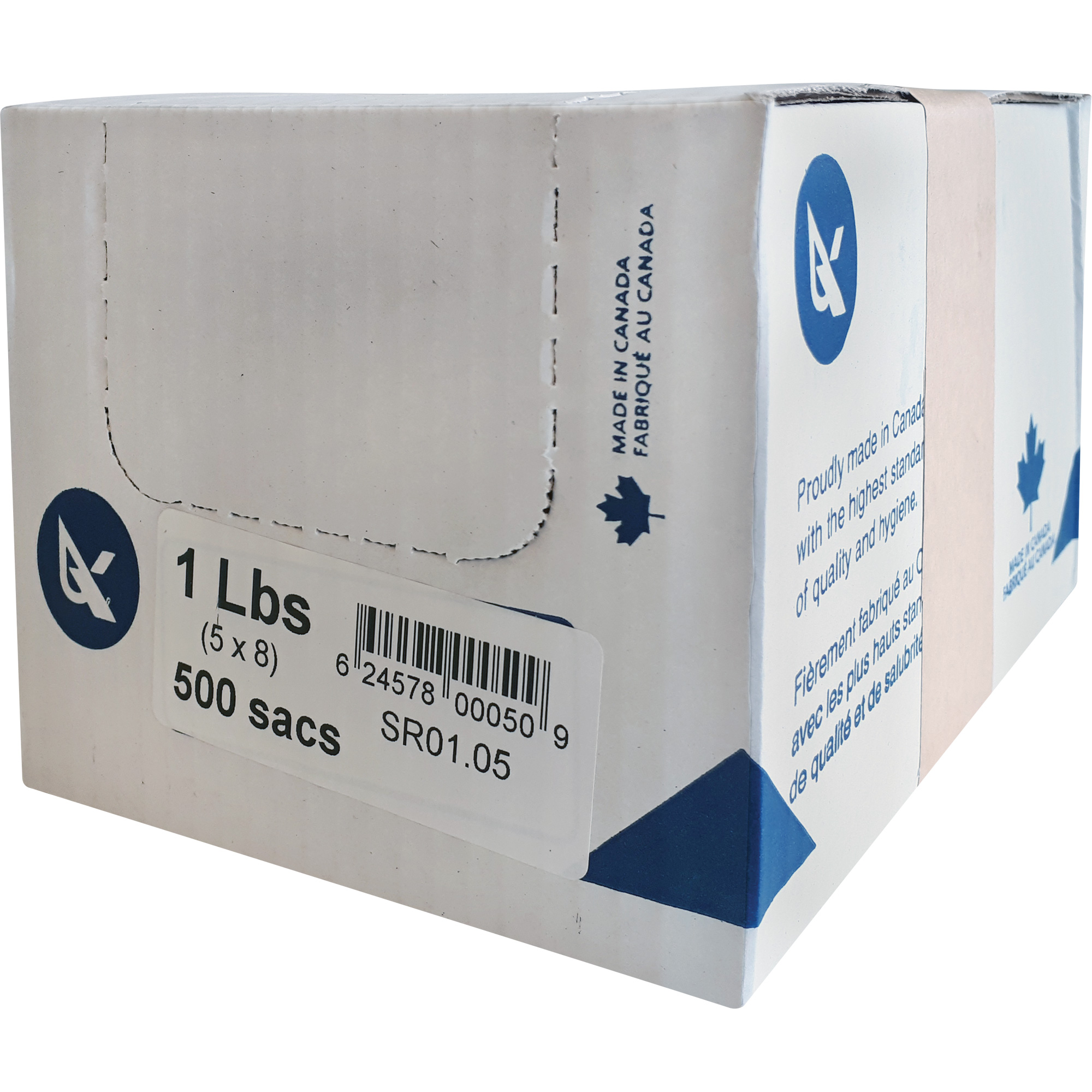 Sacs de la série SR pour l'emballage alimentaire en vrac, Dessus ouvert, 10" x 4", 0,85 mil