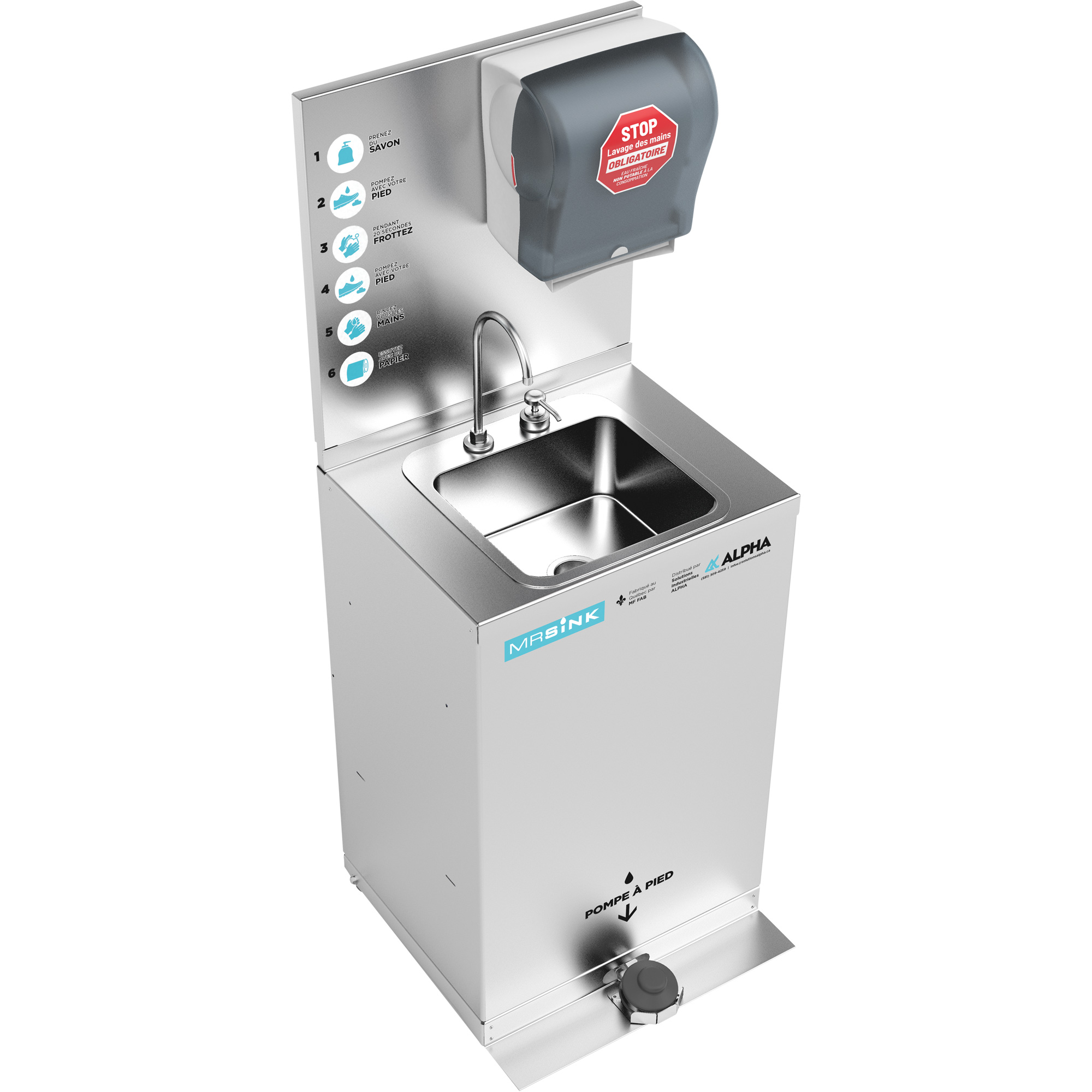 Poste de nettoyage des mains portable MRSink