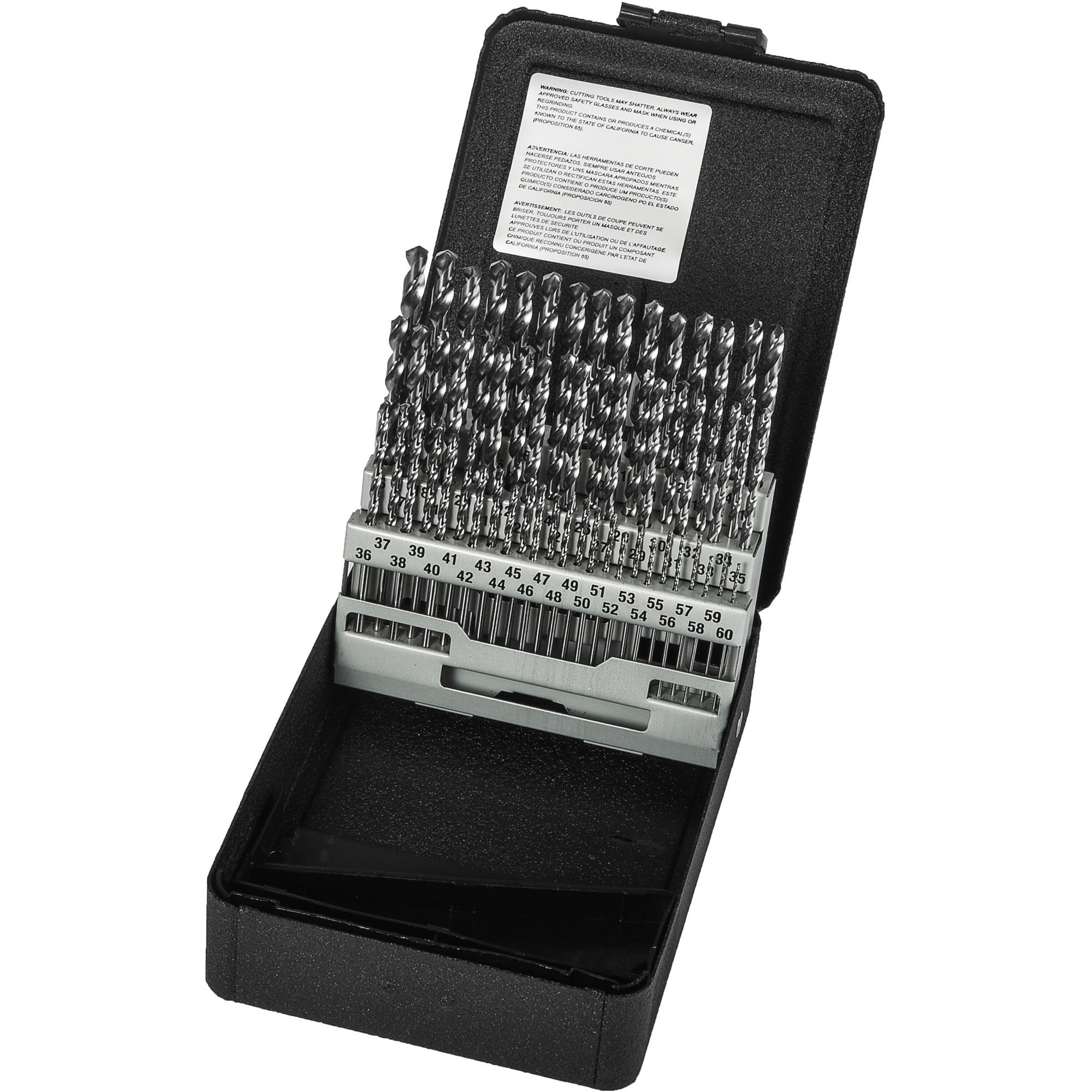Jeu de forets série courte combinés robustes, 60 morceaux, Acier rapide