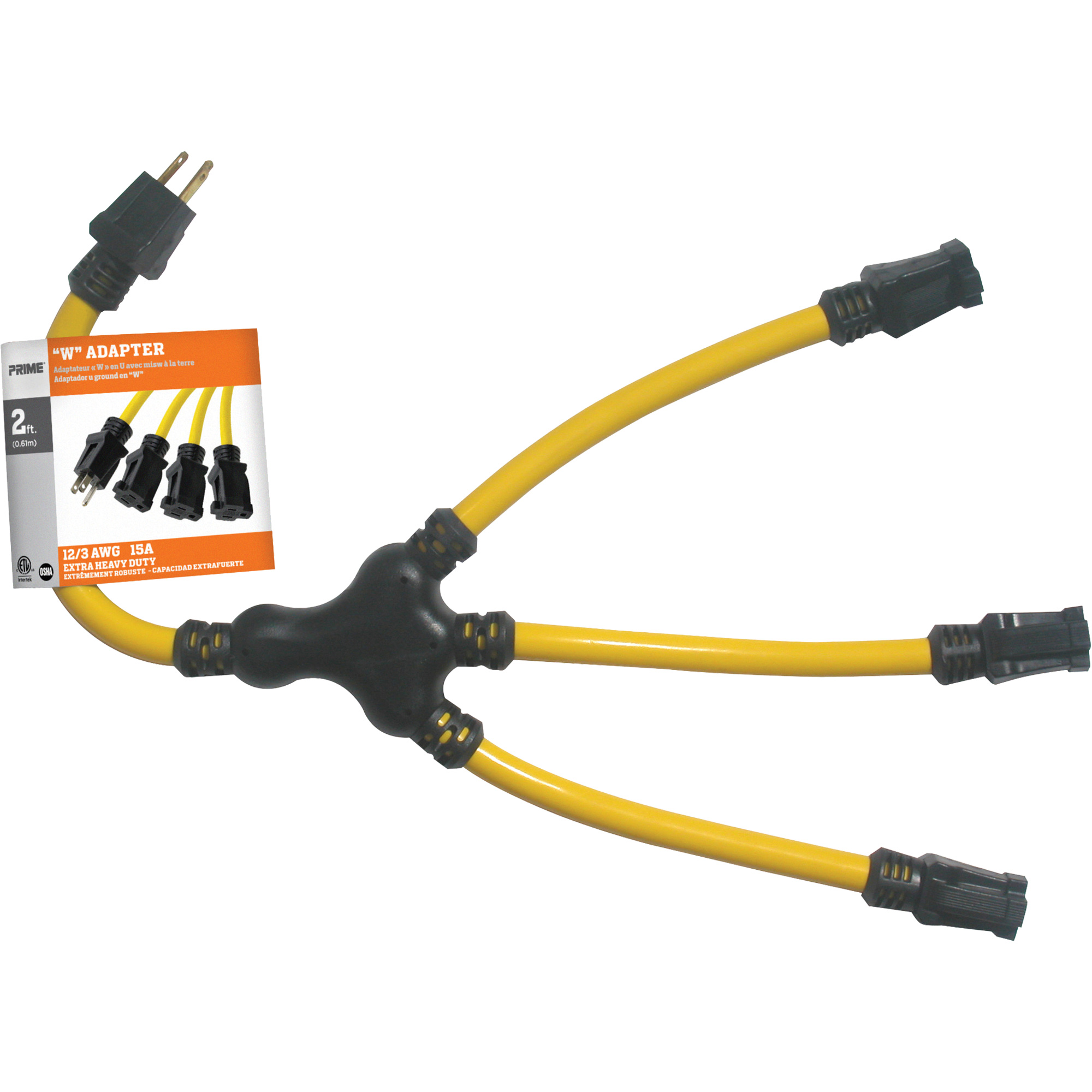 Adaptateur en «W», Extérieur, STW, AWG 12/3, 15 A, 3 prise(s), 2'