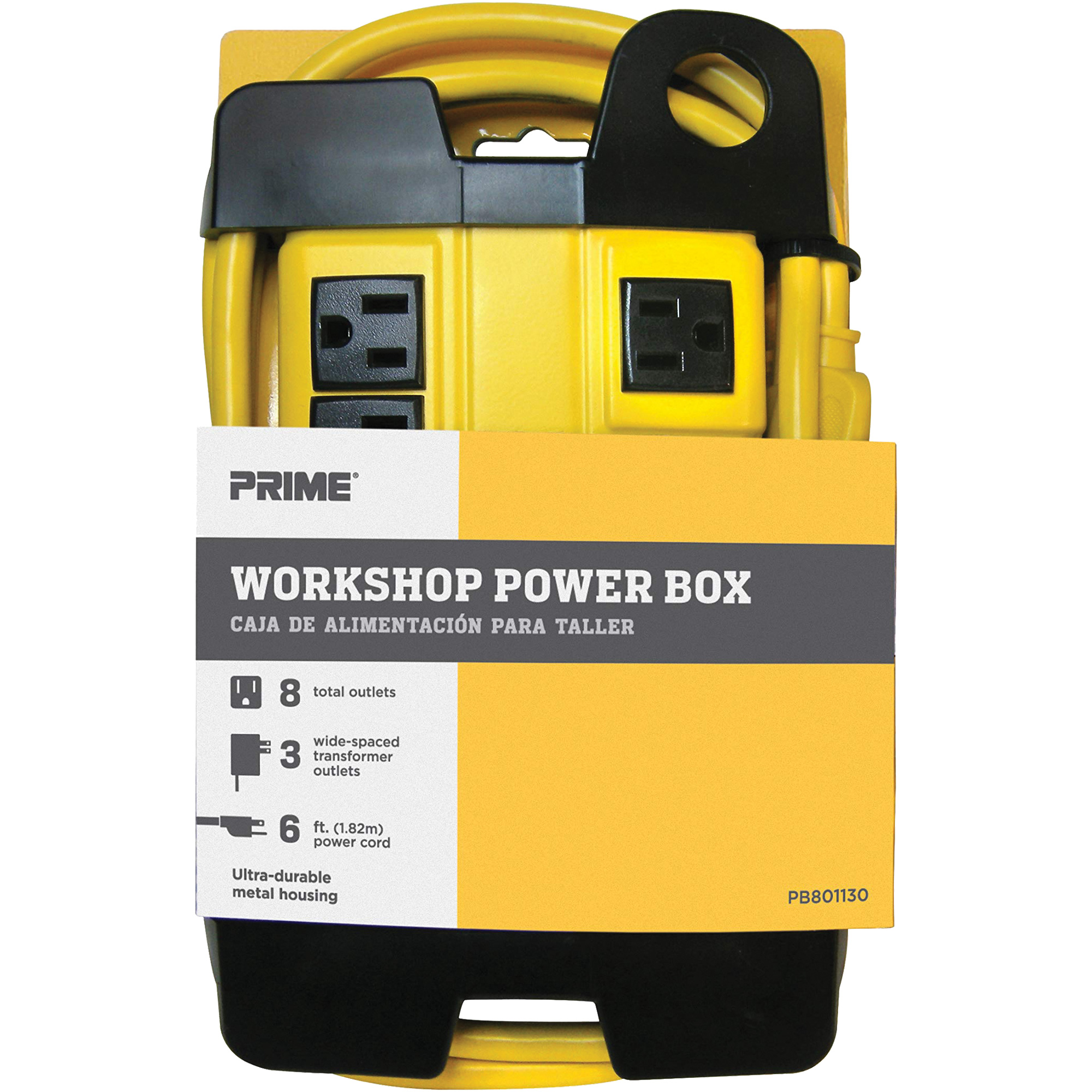 Bloc d'alimentation pour atelier, 8 Prise(s), 6', 15 A, 1875 W, 125 V