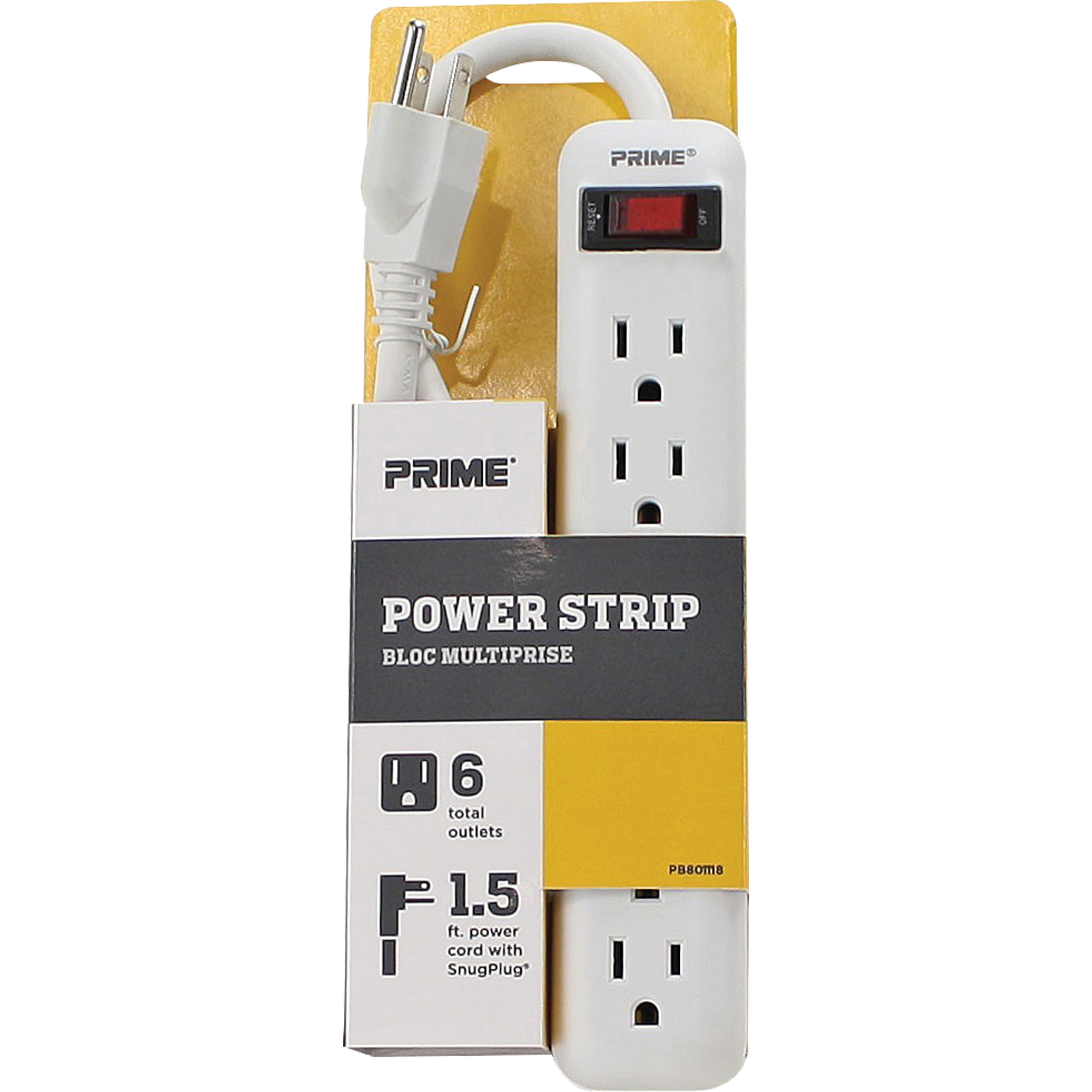 Bloc multiprise, 6 Prise(s), 1-1/2', 15 A, 1875 W, 125 V
