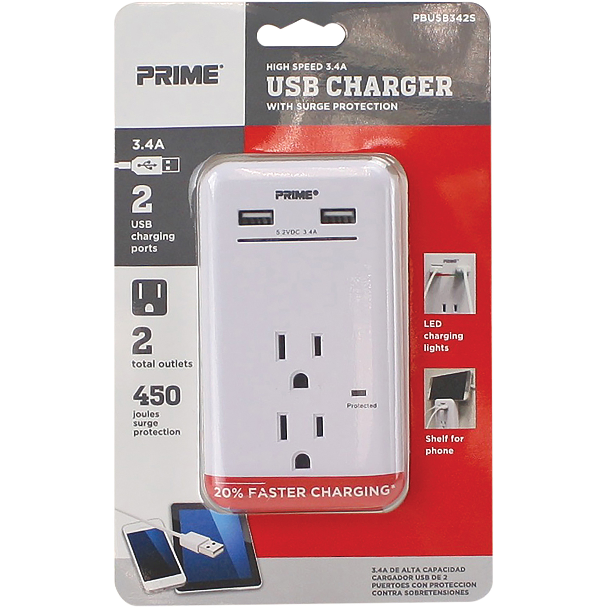 Chargeur USB PrimeMD avec protection contre la surtension