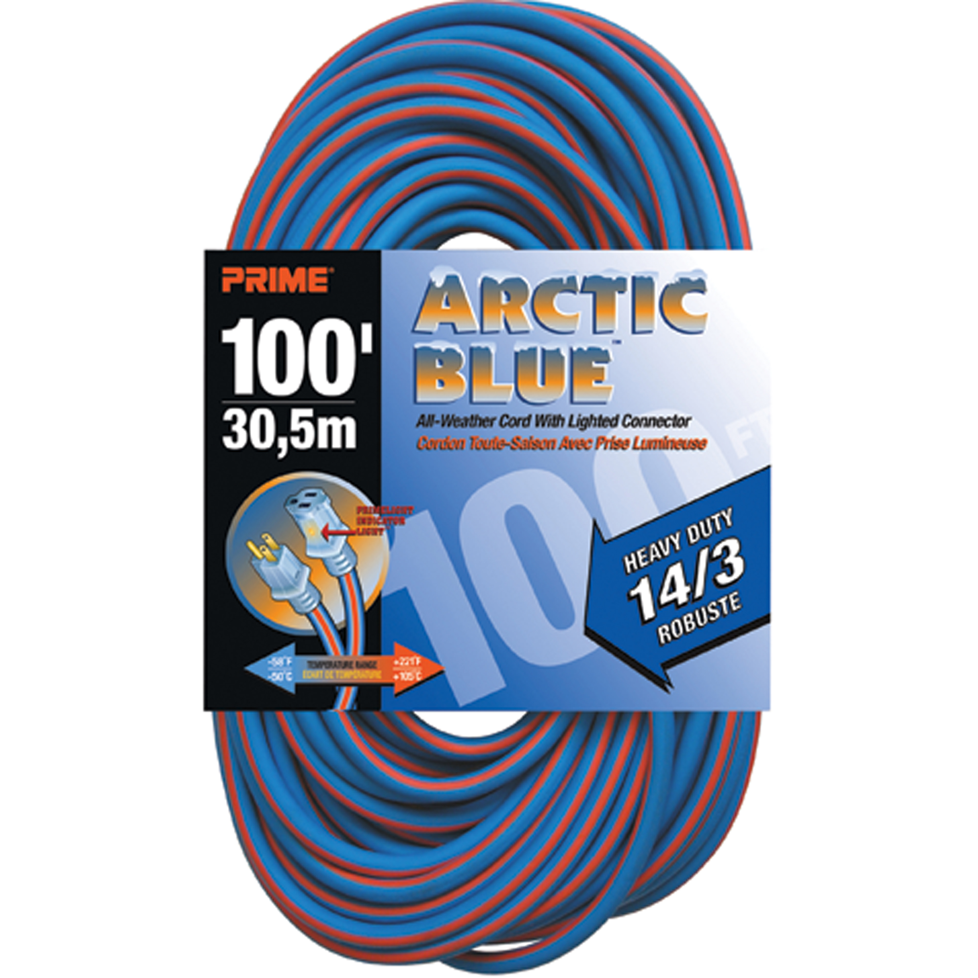 Cordon rallonge Arctic BlueMC, Toutes saisons, SJEOW, AWG 14/3, 13 A, 100'