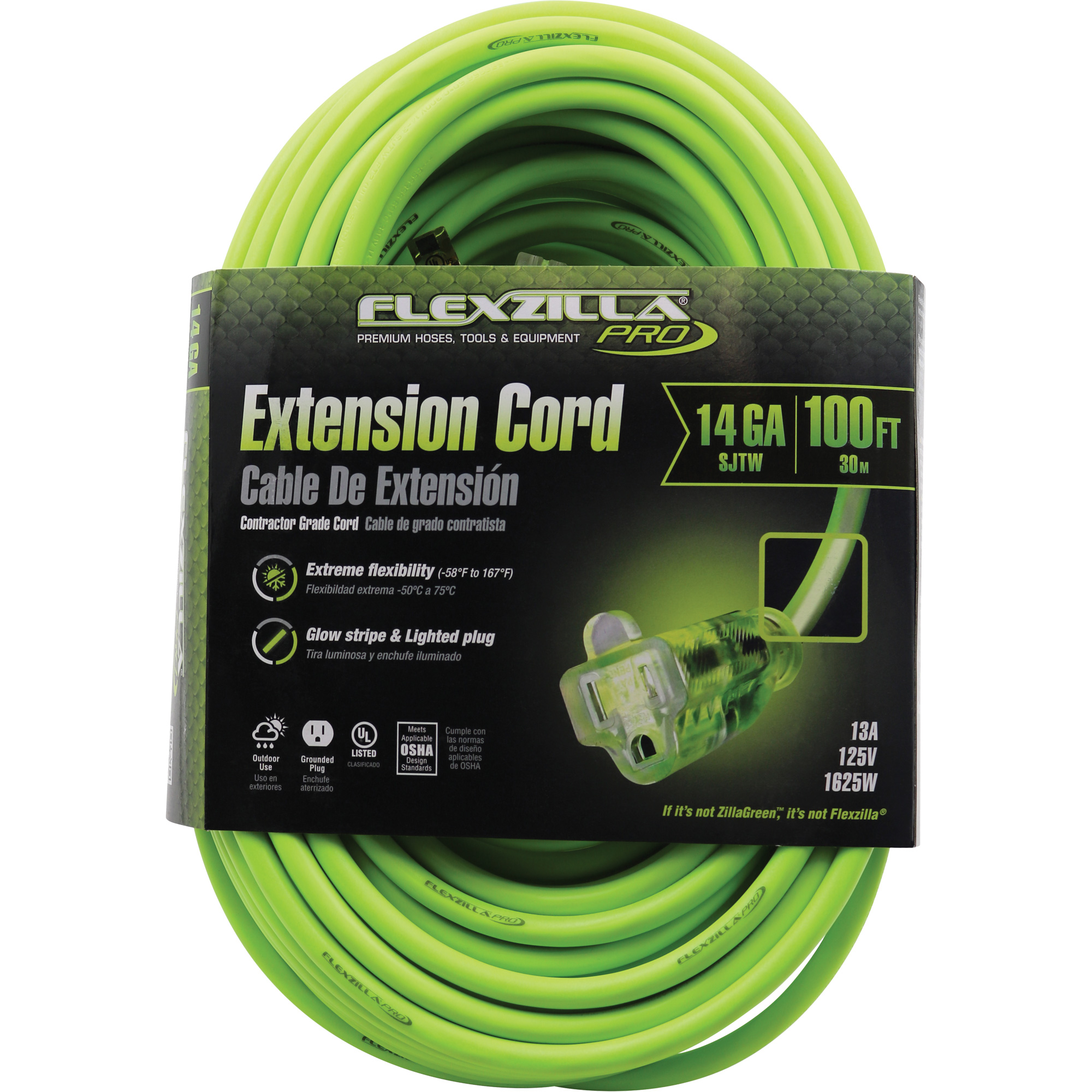 Cordon rallonge industriel FlexzillaMD Pro, Toutes saisons, SJTW, AWG 14/3, 15 A, 100'