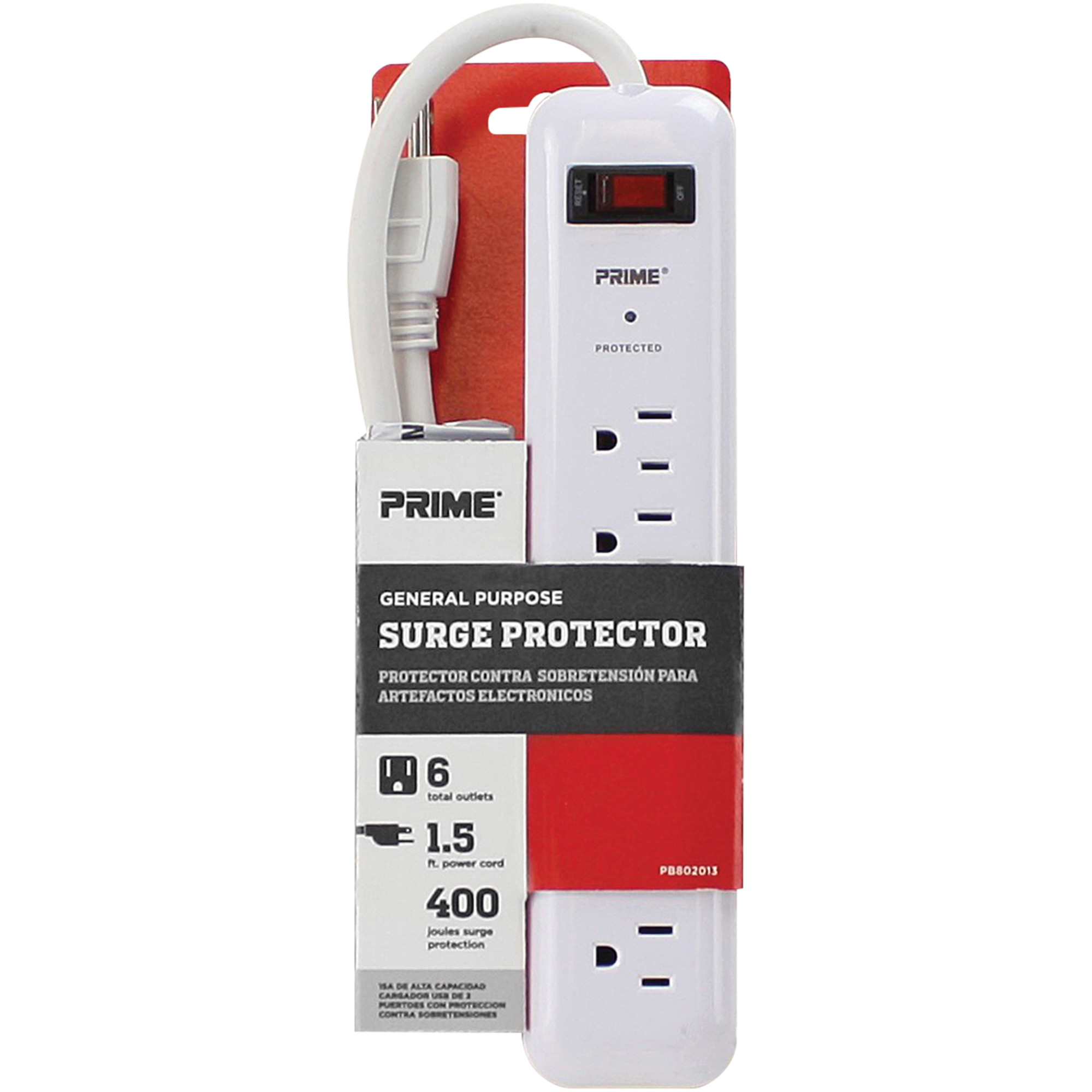 Protecteurs de surtension, 6 Prises, 400 J, 1875 W, Cordon 2'