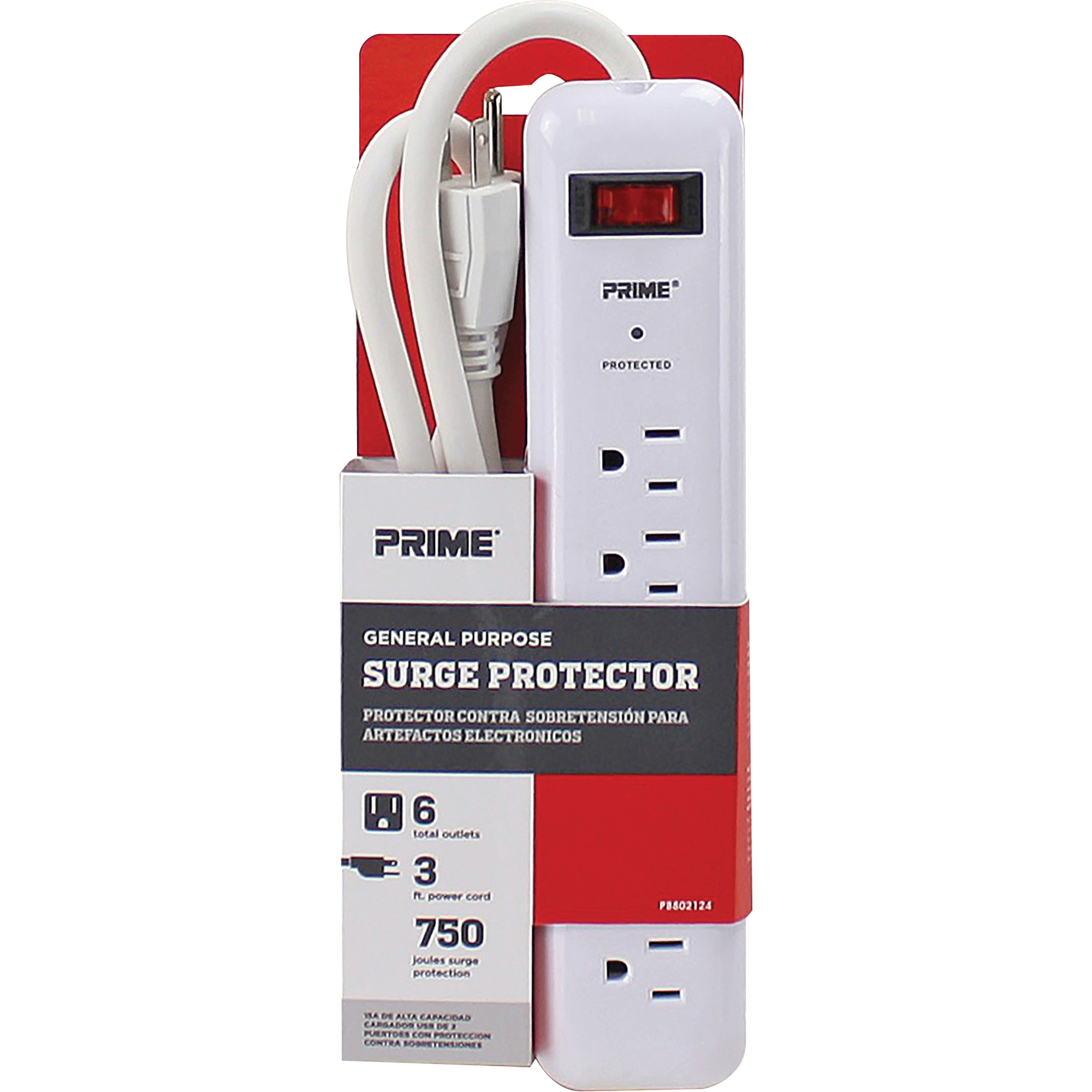 Protecteurs de surtension, 6 Prises, 750 J, 1875, Cordon 3'